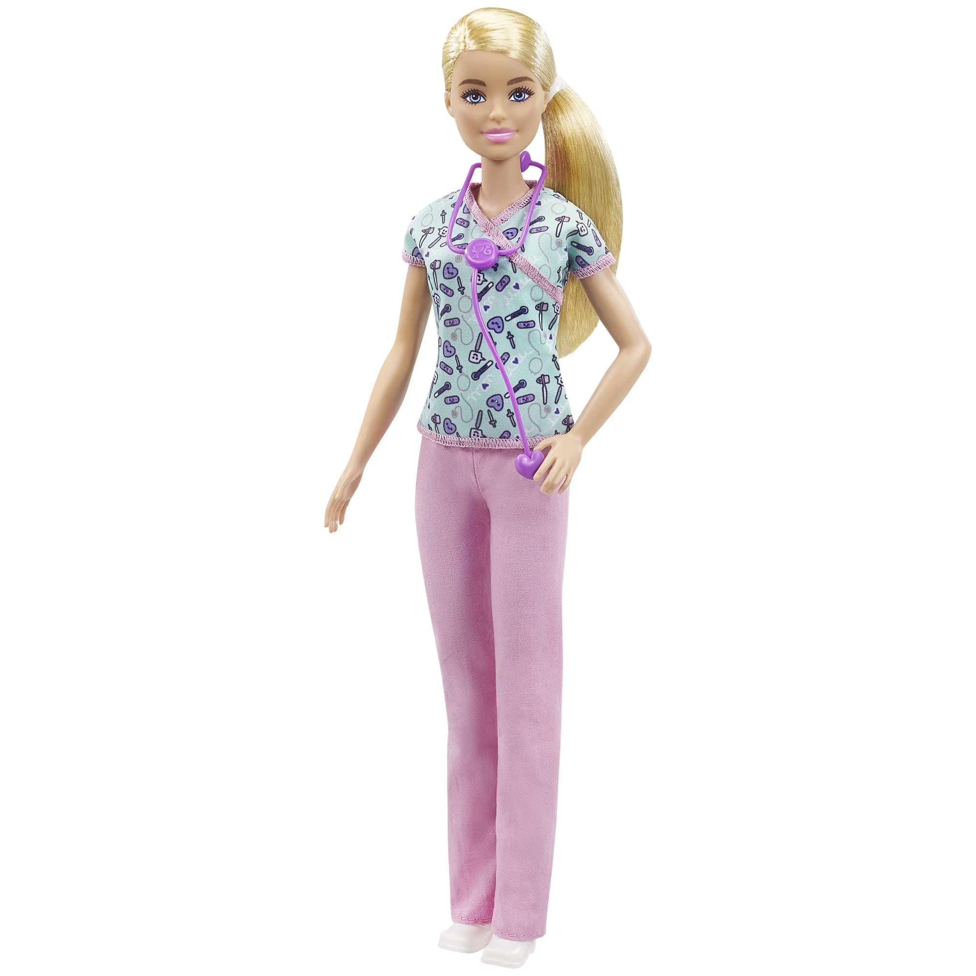 Wholesale Price with free shipping across the USA for Barbie Nurse Fashion Doll Dressed in Medical Scrubs, White Shoes & Stethoscope Accessory - Manji Distributors