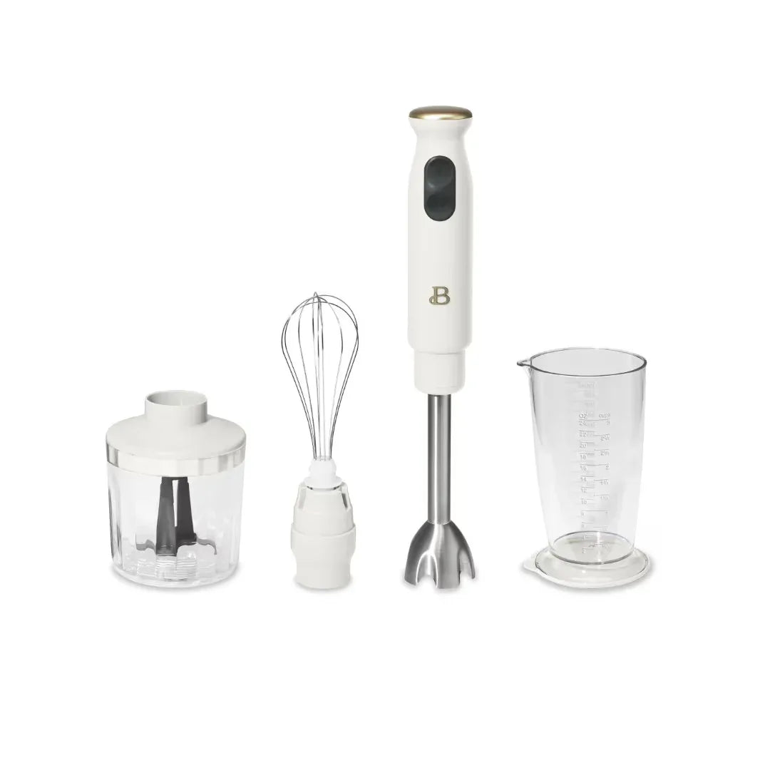 Wholesale Price with free shipping across the USA for Beautiful 2-Speed Immersion Blender with Chopper & Measuring Cup, White Icing by Drew Barrymore - Manji Distributors