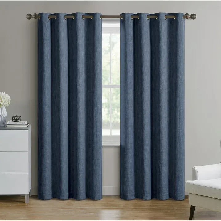 Wholesale Price with free shipping across the USA for Better Homes & Gardens Woven Textured Grommet Blackout Curtain Panel, 1-Piece, Blue, 50