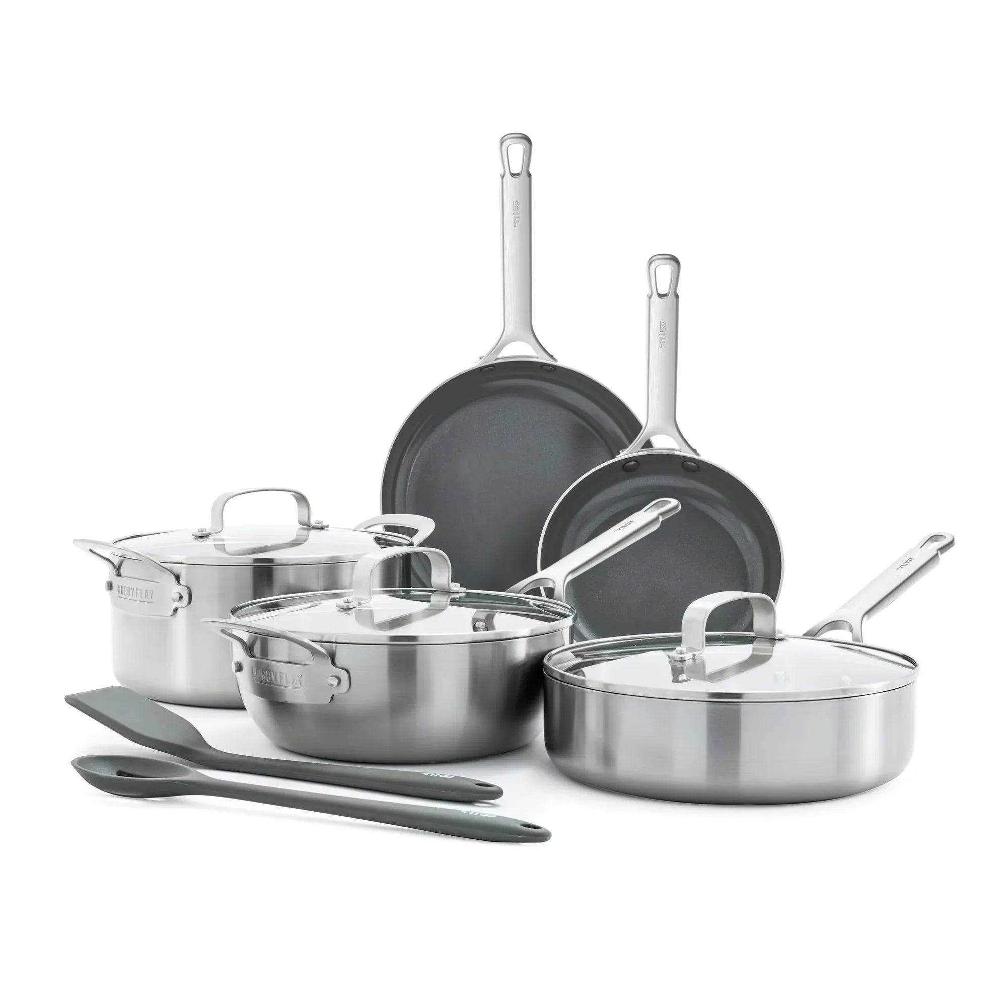 Wholesale Price with free shipping across the USA for GreenPan Bobby Flay 10-Piece Stainless Steel Cookware Set, Ceramic Nonstick Fry Pans, Dishwasher Safe - Manji Distributors