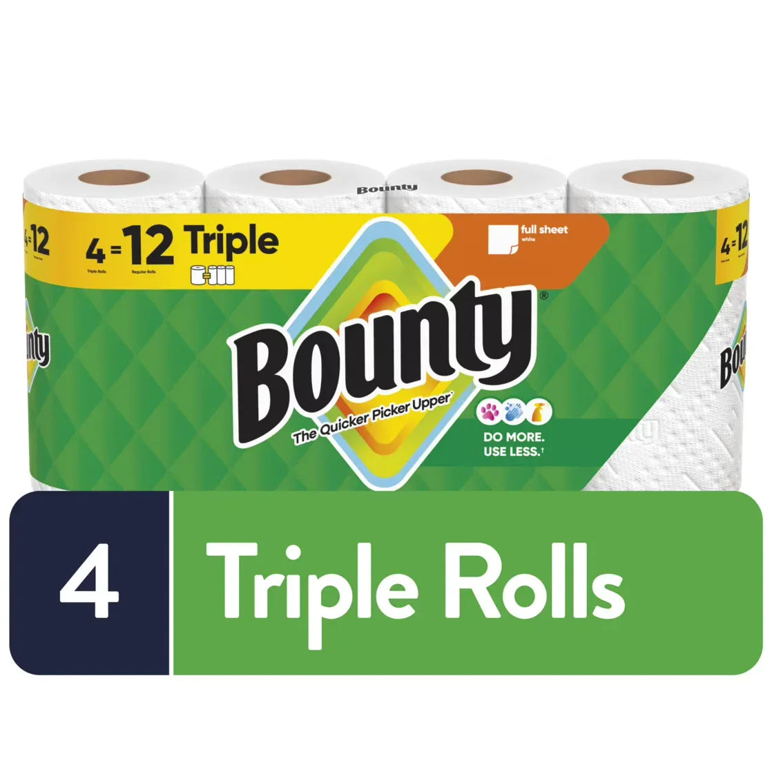 Wholesale Price with free shipping across the USA for Bounty Paper Towels Full Sheet White, 4 Triple Rolls, 75 Sheets Per Roll - Manji Distributors