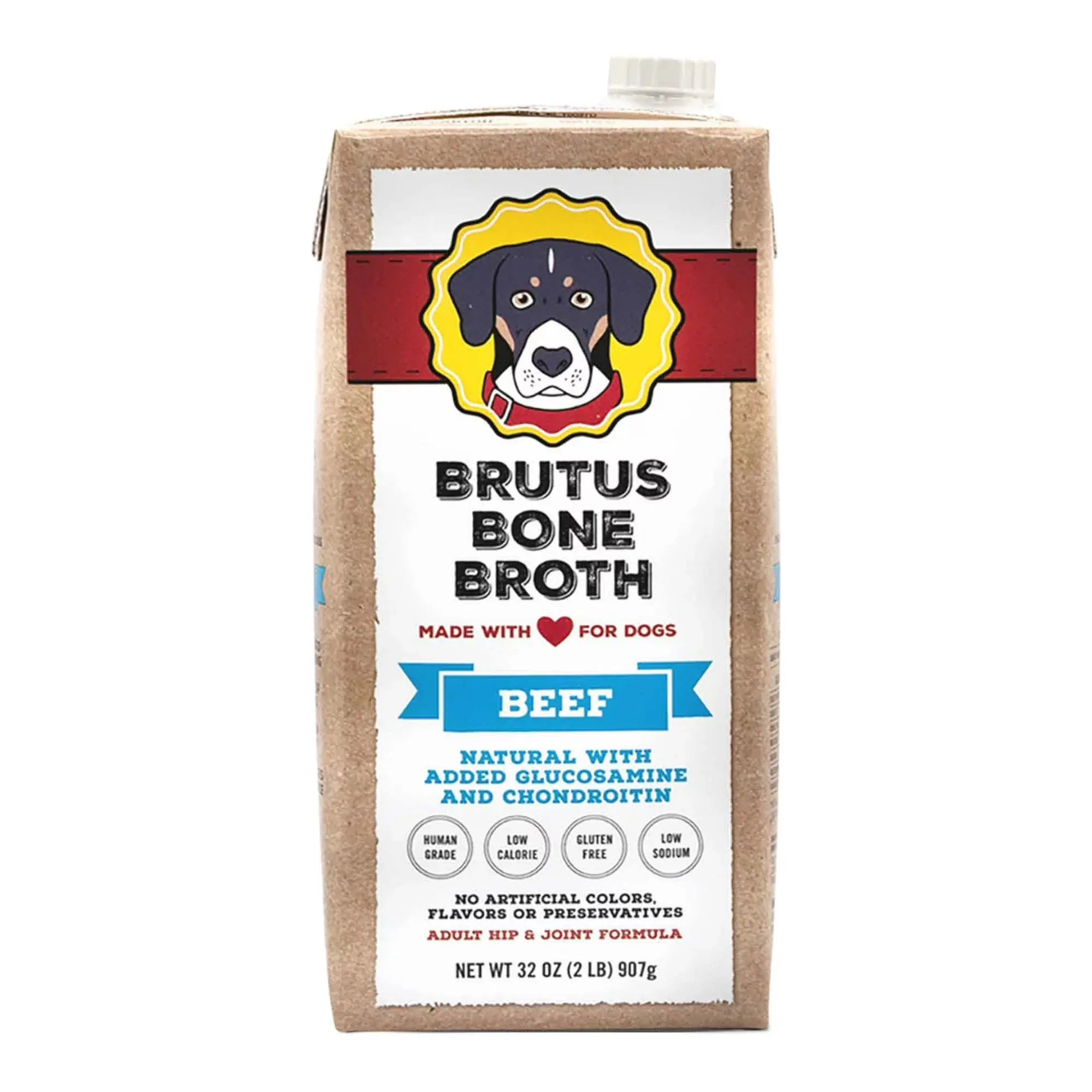 Wholesale Price with free shipping across the USA for Brutus Bone Broth Beef for Dogs - 32 oz, All Natural Human Grade Dog Food Topper with Chondroitin Glucosamine Turmeric, Great for Picky Eaters & Dry Food, Tasty & Nutritious - Manji Distributors
