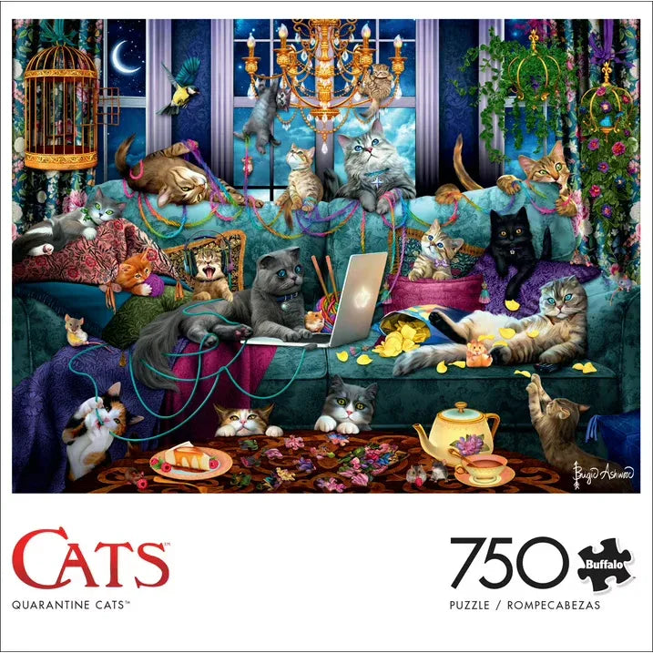 Wholesale Price with free shipping across the USA for Buffalo Games - Cats Series - Fancy Cats - 750 Piece Jigsaw Puzzle - Manji Distributors