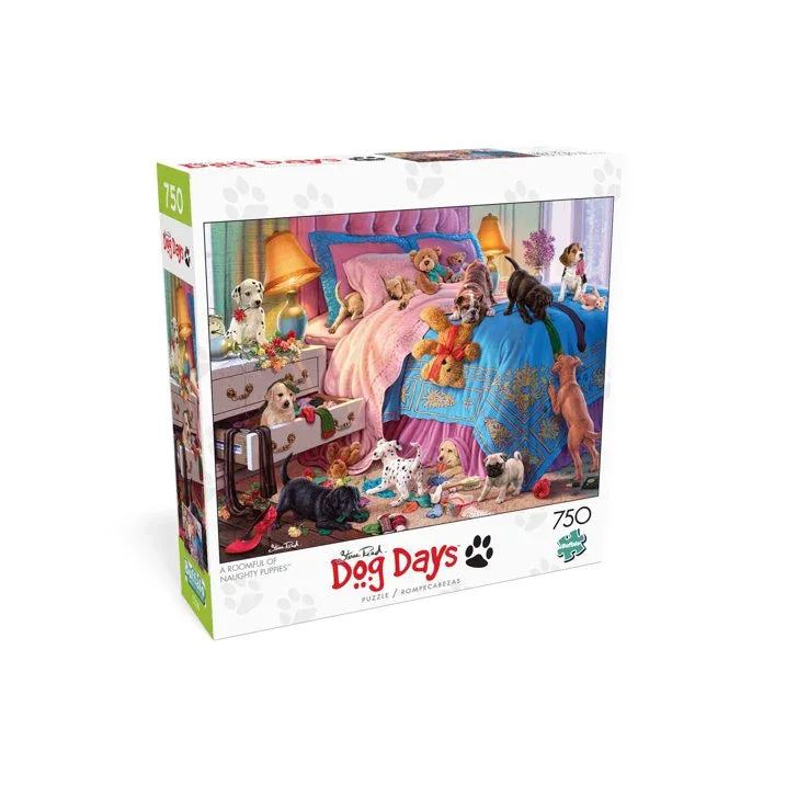 Wholesale Price with free shipping across the USA for Buffalo Games Dog Days A Roomful of Naughty Puppies 750-Piece Interlocking Jigsaw Puzzle for Adults Ages 14+ - Manji Distributors