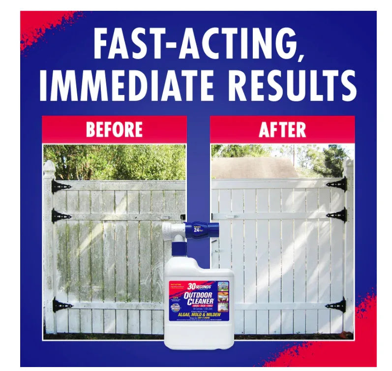 Wholesale Price with free shipping across the USA for 30 SECONDS Outdoor Cleaner - Algae, Mold & Mildew Stain Remover for Concrete, Wood, Patio, Siding Deck - Hose End Spray Bottle 64 fl oz - Manji Distributors