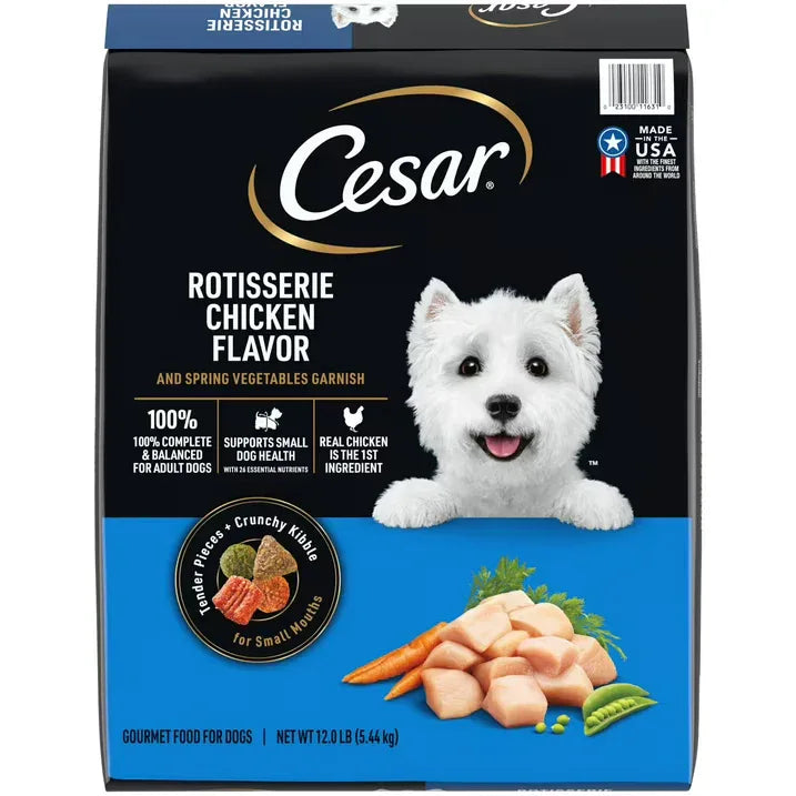 Wholesale Price with free shipping across the USA for Cesar Small Breed Rotisserie Chicken And Spring Vegetables Dry Dog Food Adult, 12 Lb. Bag - Manji Distributors