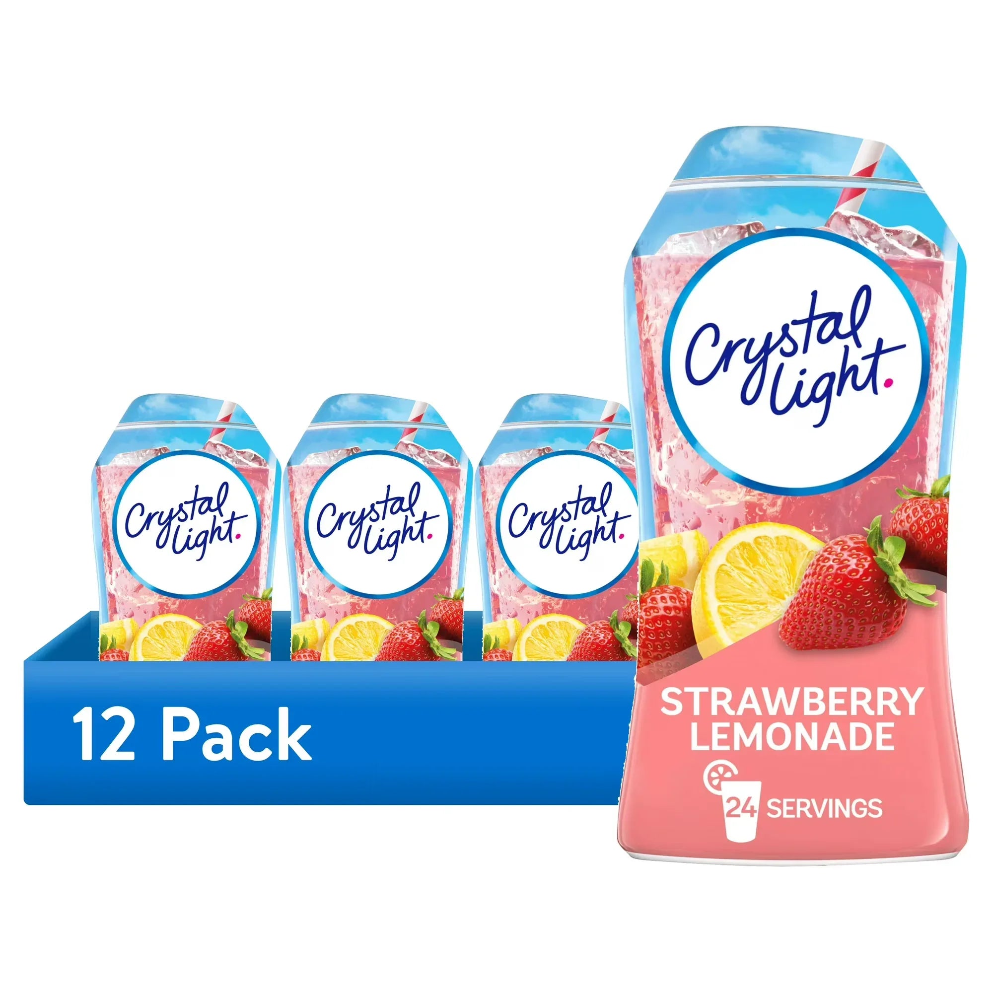 Wholesale Price with free shipping across the USA for (12 pack) Crystal Light Liquid Strawberry Lemonade Naturally Flavored Drink Mix, 1.62 fl oz Bottle - Manji Distributors
