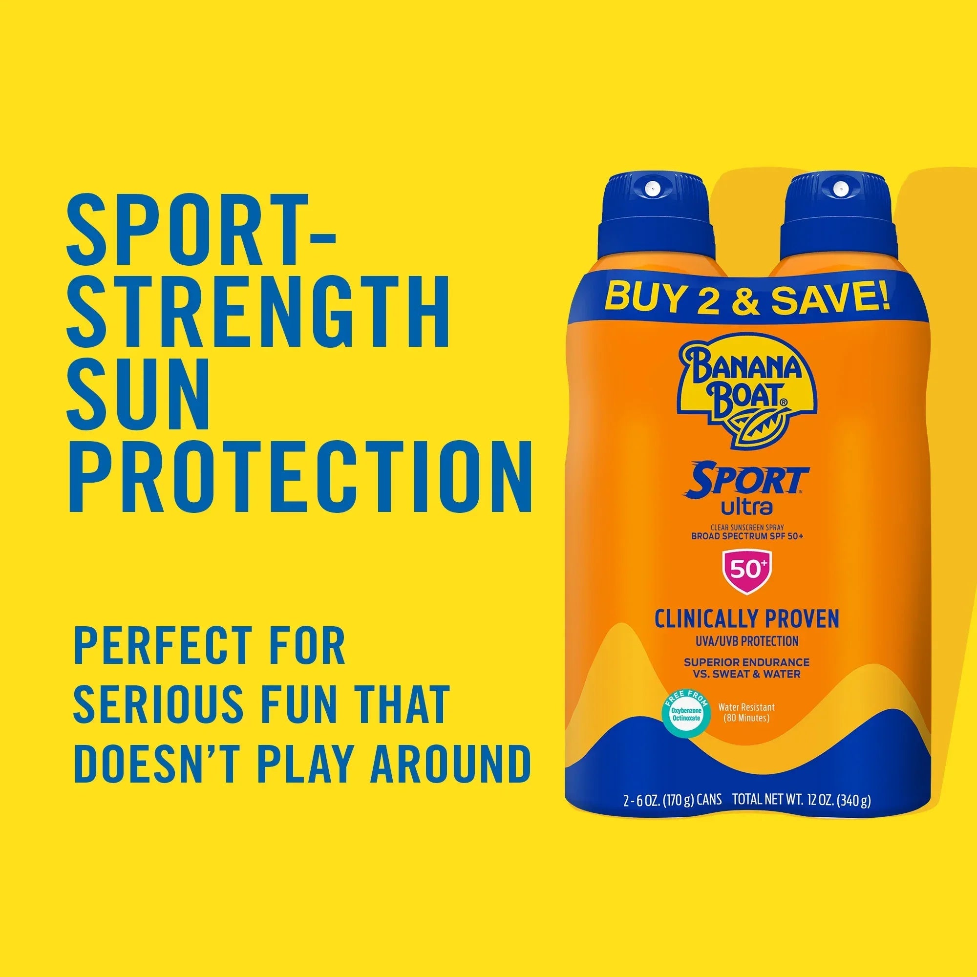 Wholesale Price with free shipping across the USA for Banana Boat Sport Ultra Sunscreen Spray Twin Pack, SPF 50, 6 oz - Manji Distributors