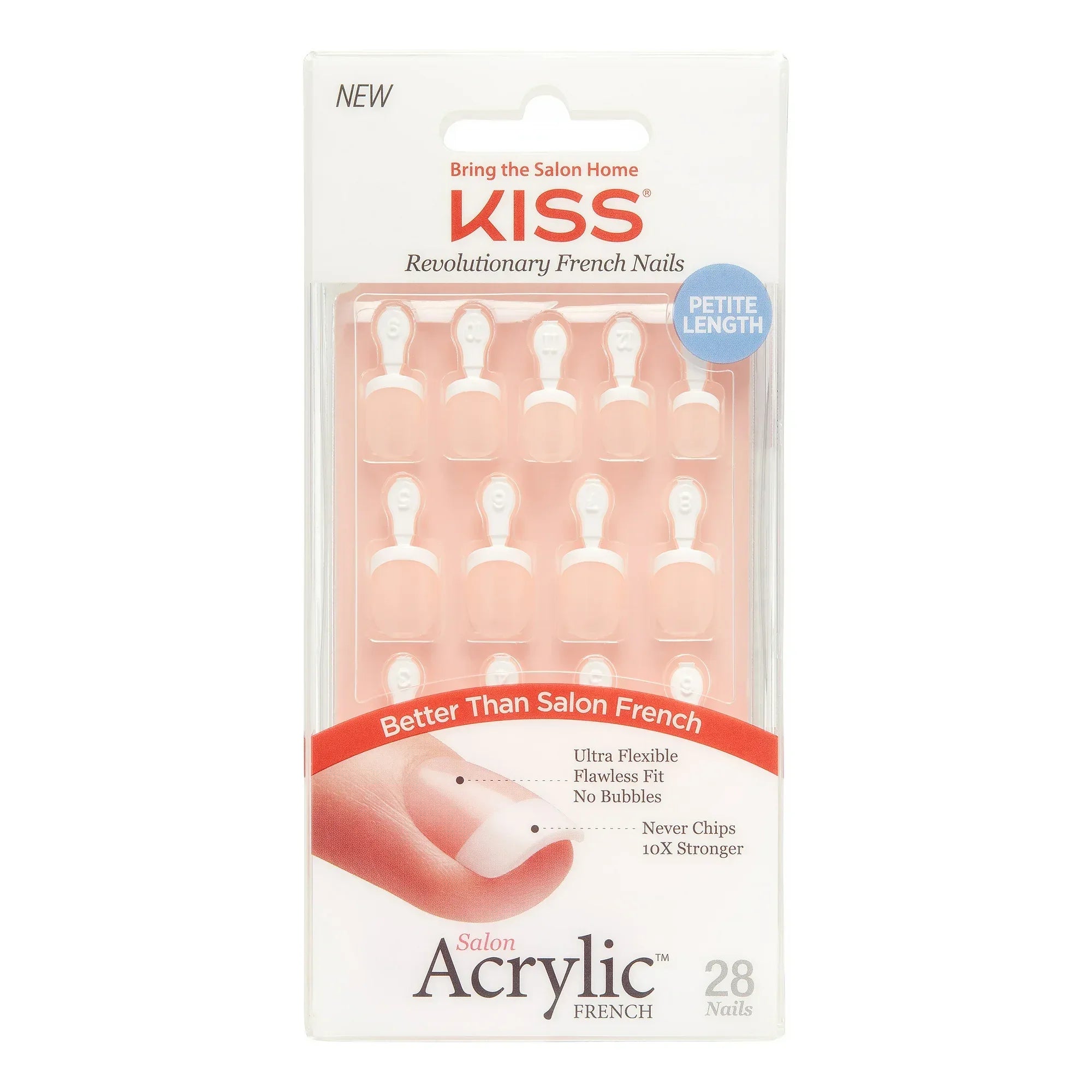 Wholesale Price with free shipping across the USA for (3 pack) KISS Salon Acrylic French, Press On Nails, Crush Hour, Beige, Petite Squoval, 28 Count - Manji Distributors