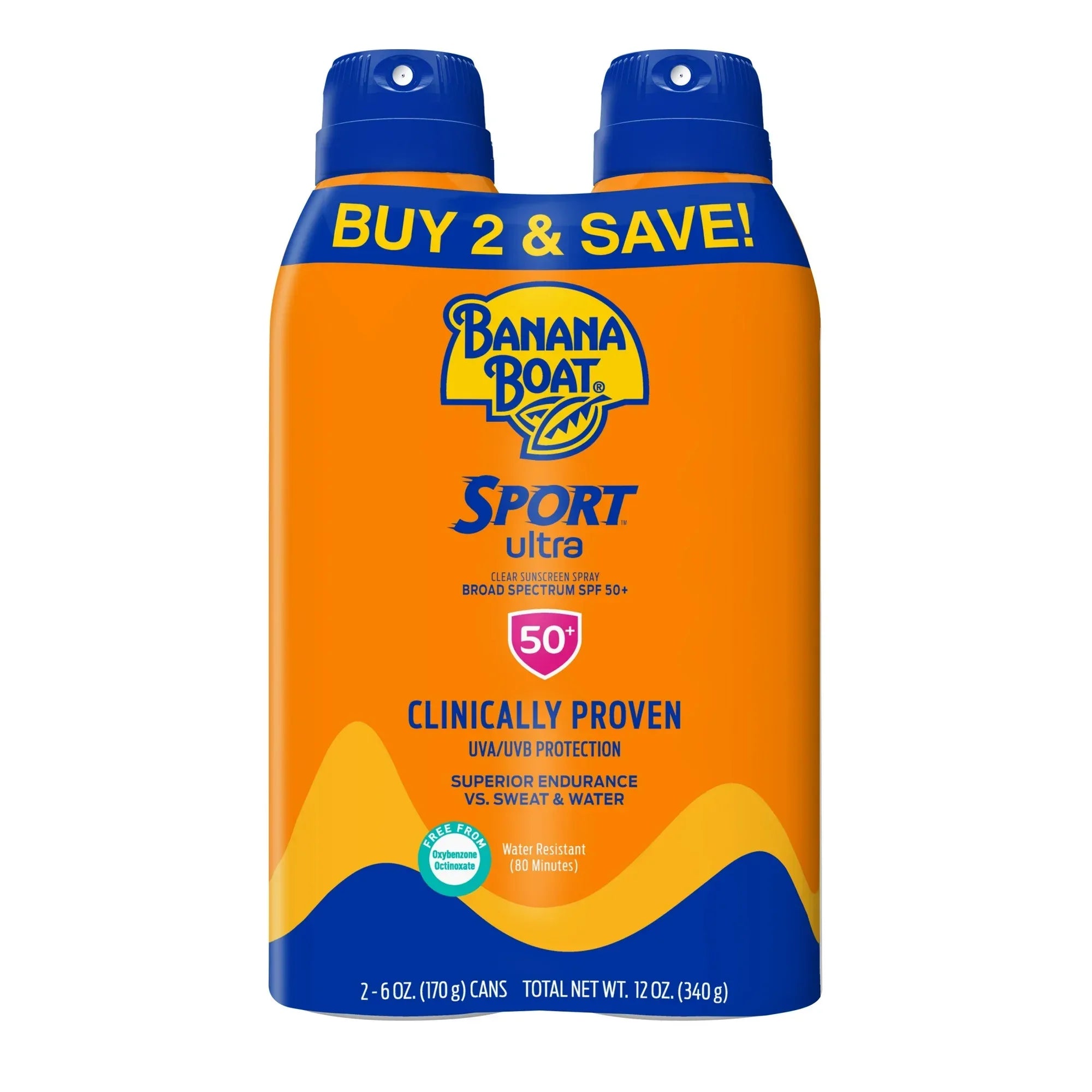 Wholesale Price with free shipping across the USA for Banana Boat Sport Ultra Sunscreen Spray Twin Pack, SPF 50, 6 oz - Manji Distributors