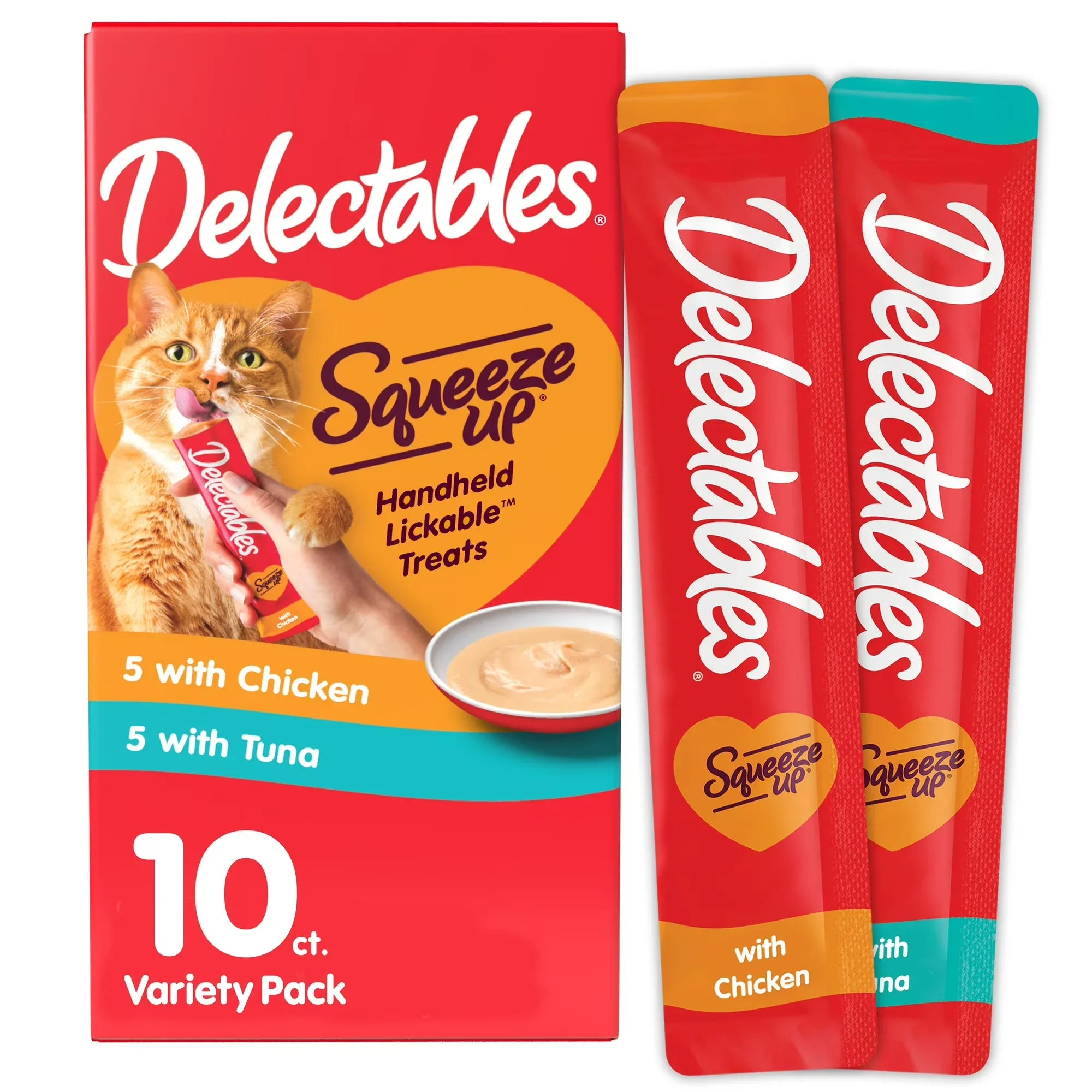 Wholesale Price with free shipping across the USA for Delectables Squeeze Up Lickable Cat Treats, Chicken & Tuna Variety Pack, 10 Count - Manji Distributors