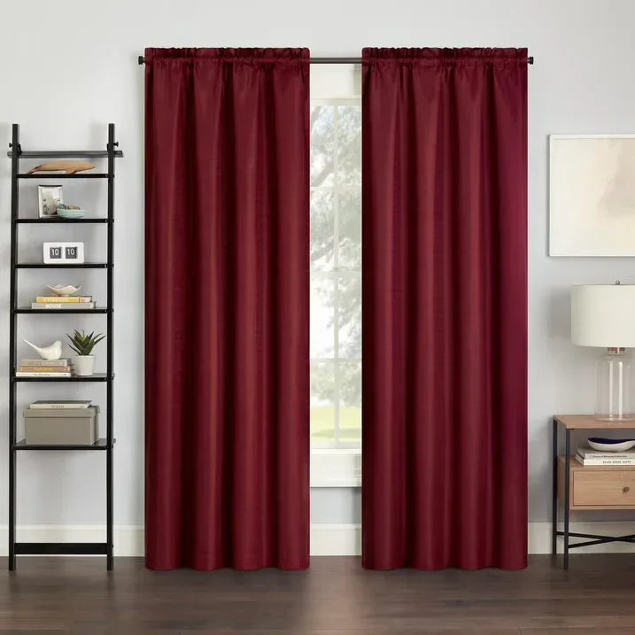 Wholesale Price with free shipping across the USA for Eclipse Samara Solid Color Blackout Rod Pocket Single Curtain Panel, Oxblood, 42
