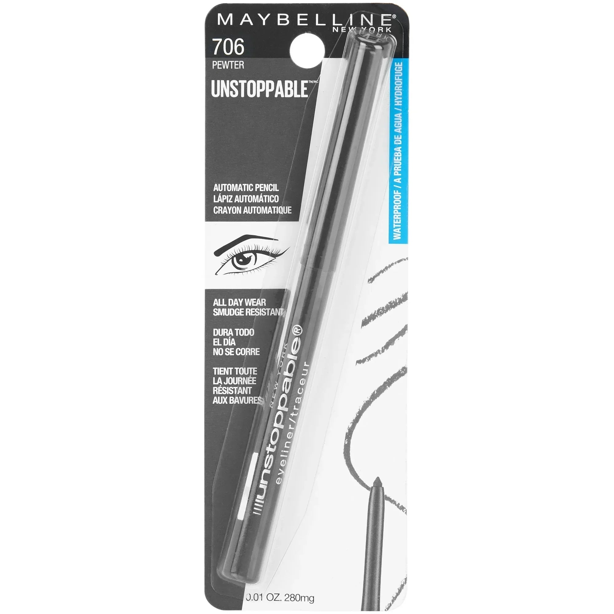 Wholesale Price with free shipping across the USA for Maybelline Unstoppable Waterproof Eyeliner, Pewter - Manji Distributors