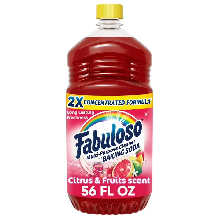 Wholesale Price with free shipping across the USA for Fabuloso Multi-Purpose Cleaner, 2X Concentrated Formula, Citrus & Fruits with Baking Soda, 56 oz - Manji Distributors