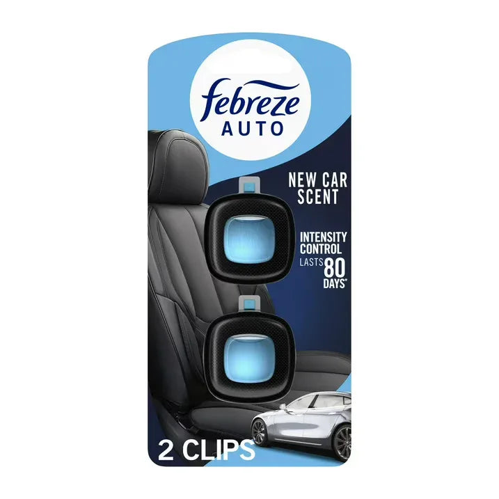 Wholesale Price with free shipping across the USA for Febreze AUTO Car Air Freshener, Odor-Fighting Car Vent Clip, New Car, 2 Count - Manji Distributors