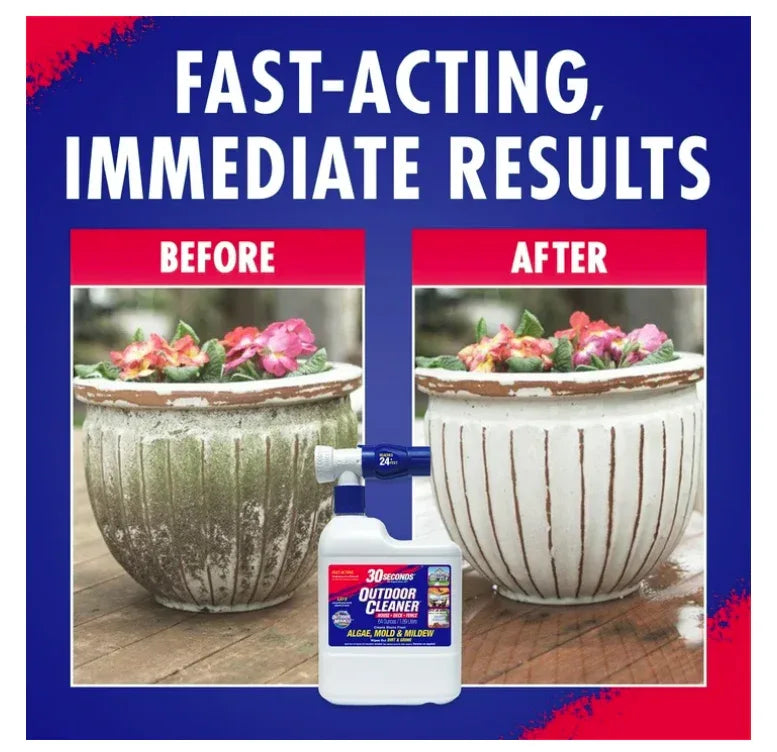 Wholesale Price with free shipping across the USA for 30 SECONDS Outdoor Cleaner - Algae, Mold & Mildew Stain Remover for Concrete, Wood, Patio, Siding Deck - Hose End Spray Bottle 64 fl oz - Manji Distributors
