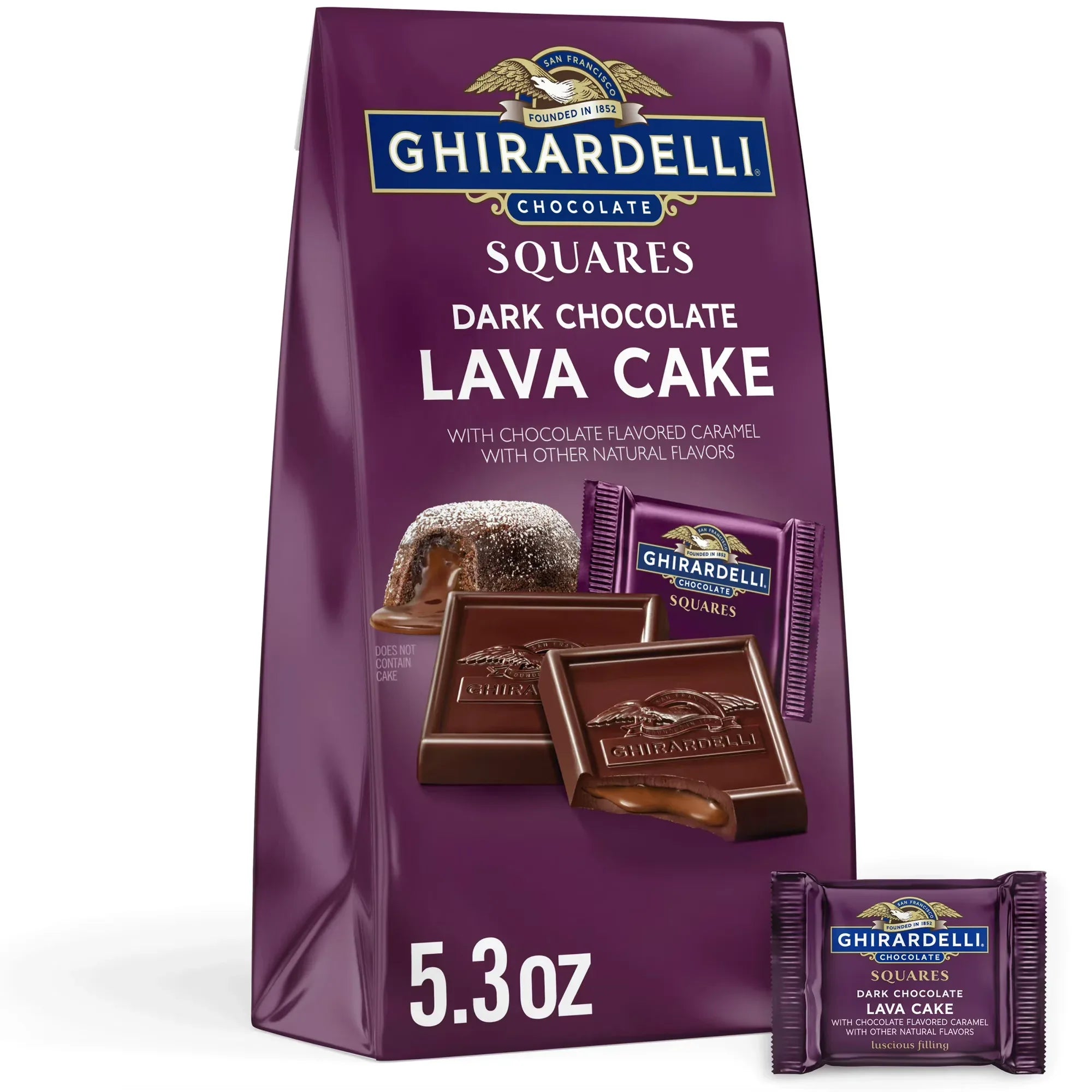 Wholesale Price with free shipping across the USA for GHIRARDELLI Dark Chocolate Candy SQUARES with Lava Cake Filling, 5.3 oz Bag - Manji Distributors