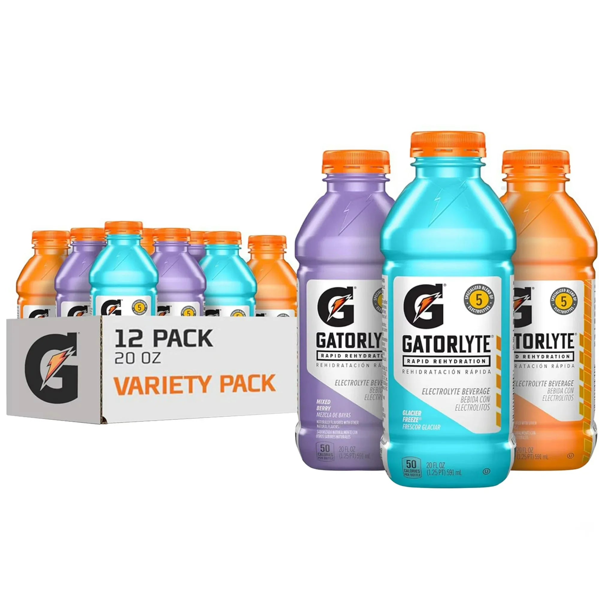 Wholesale Price with free shipping across the USA for Gatorlyte Rapid Rehydration Electrolyte Beverage, 3 Flavor Variety Pack, 20 fl oz (Pack of 12) - Manji Distributors