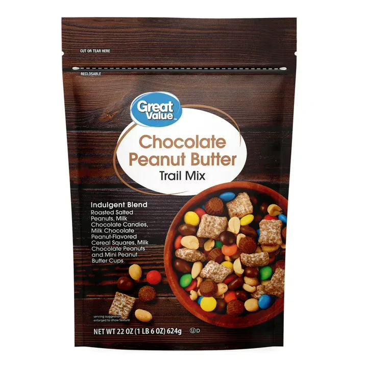 Wholesale Price with free shipping across the USA for Great Value Chocolate Peanut Butter Trail Mix, 22 oz - Manji Distributors