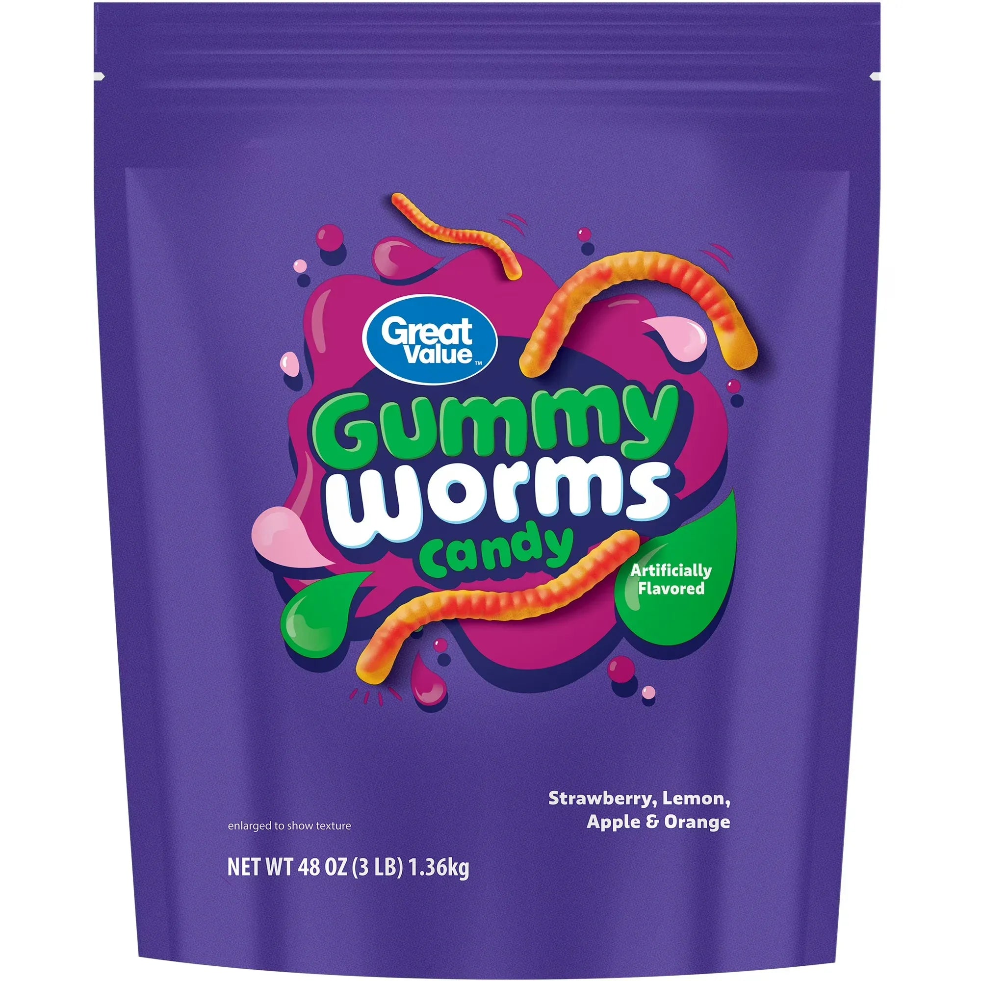 Wholesale Price with free shipping across the USA for Great Value Gummy Worms Chewy Candy, 48 oz Bag - Manji Distributors