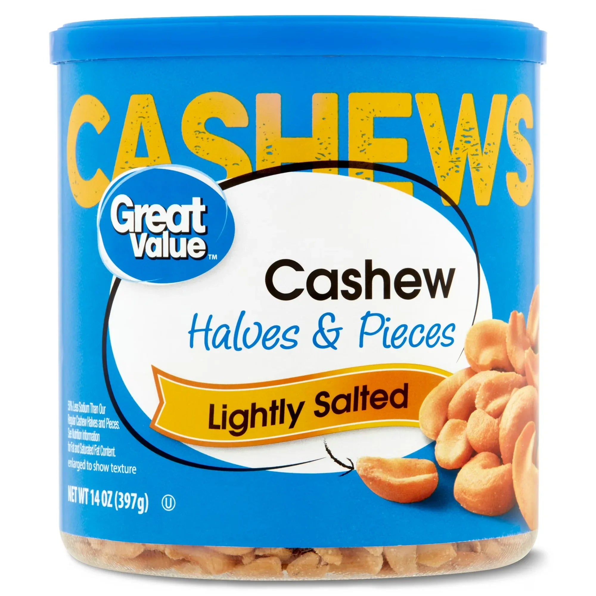 Wholesale Price with free shipping across the USA for Great Value Lightly Salted Cashew Halves & Pieces, 14 oz - Manji Distributors