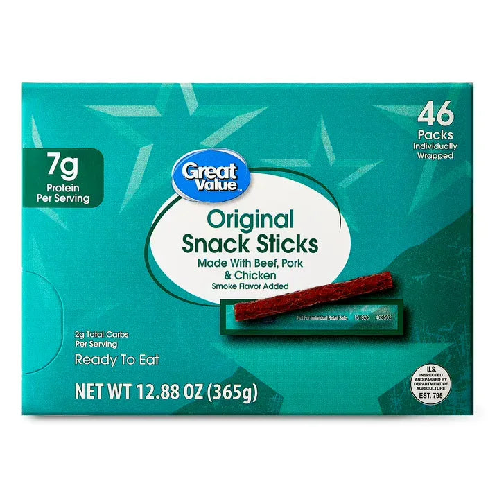 Wholesale Price with free shipping across the USA for Great Value Original Snack Meat Sticks, 46 Count - Manji Distributors