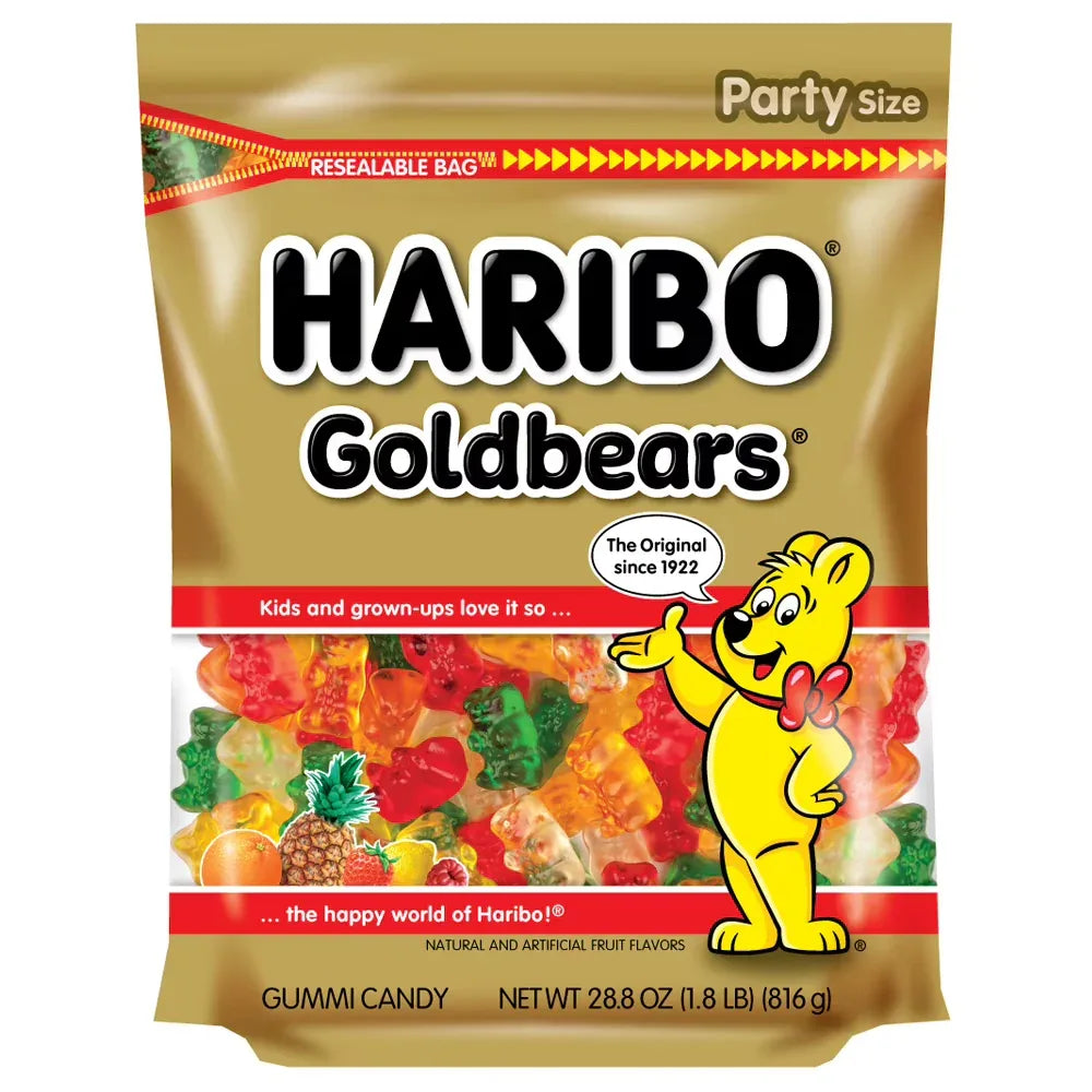 Wholesale Price with free shipping across the USA for HARIBO Goldbears Gummy Bears Original Assorted Fruit Flavor Candy Gummies, 28.8 oz, Bulk Party Size Bag - Manji Distributors