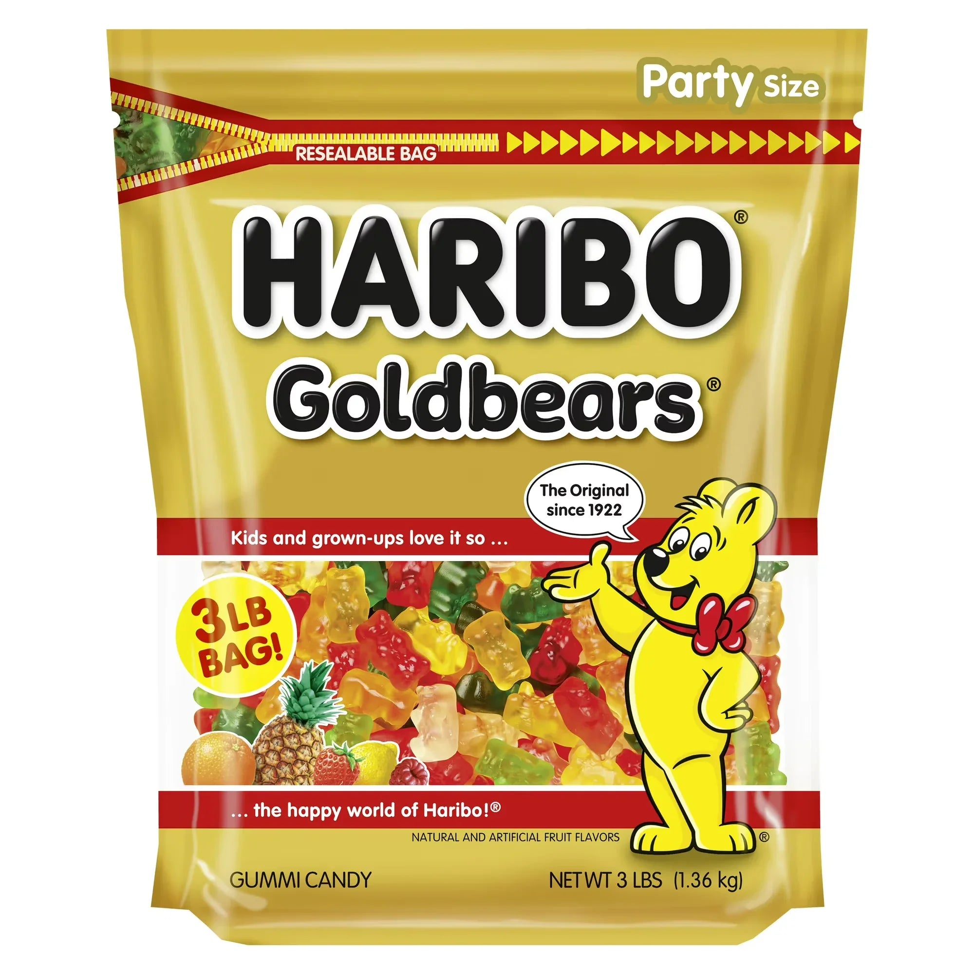Wholesale Price with free shipping across the USA for HARIBO Goldbears Gummy Bears Original Assorted Fruit Flavor Candy Gummies, 3lb, Bulk Party Size Bag - Manji Distributors