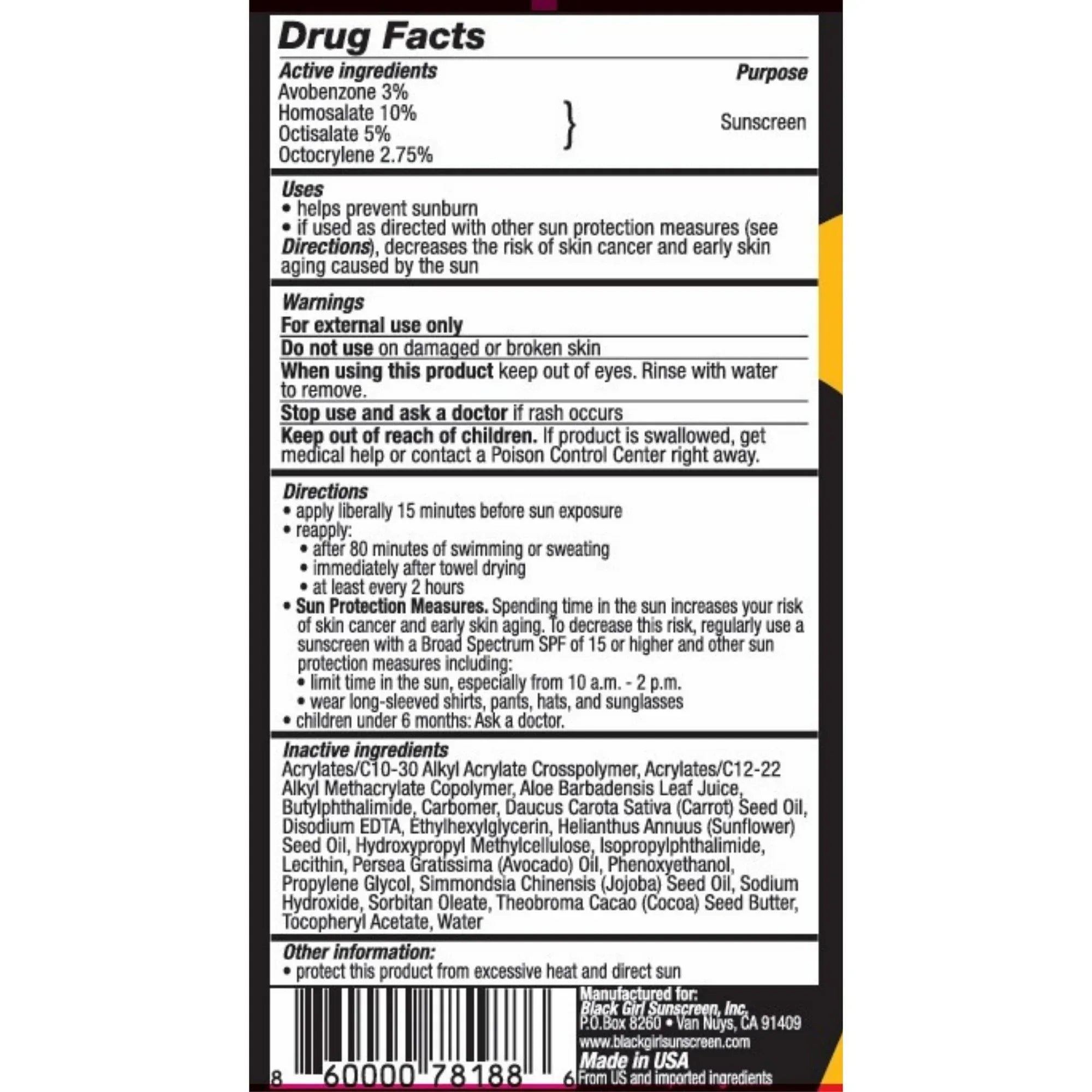 Wholesale Price with free shipping across the USA for Black Girl Sunscreen, Broad Spectrum Lotion, SPF 30, 2 floz - Manji Distributors