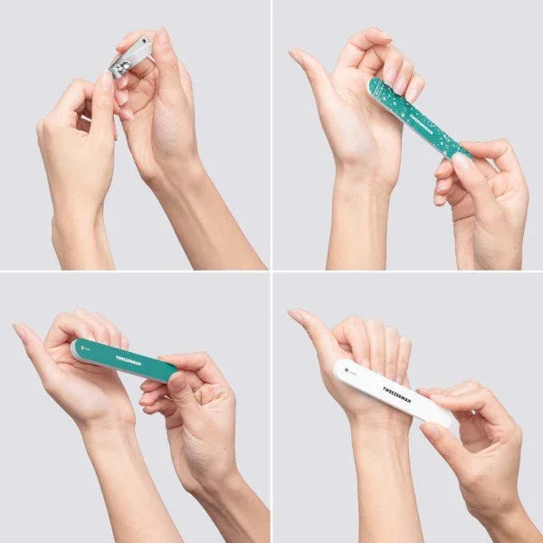 Wholesale Price with free shipping across the USA for Tweezerman Majestic Turquoise Blue Manicure Set - Includes Nail Clipper, Files, and Buffer - Manji Distributors