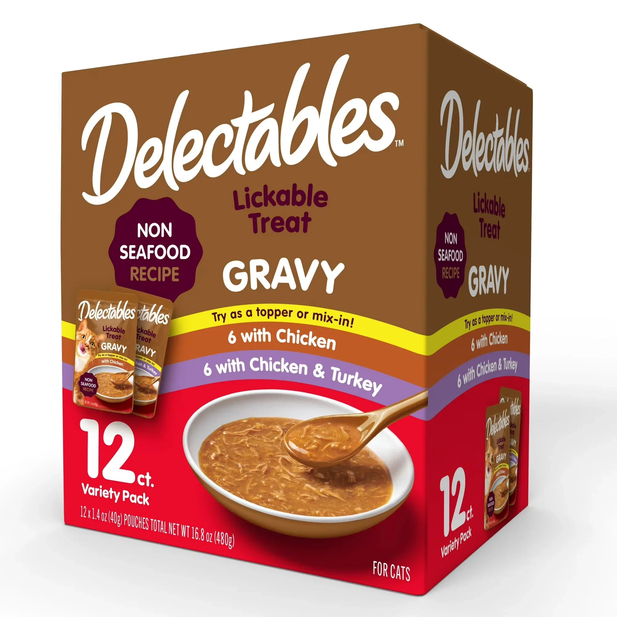 Wholesale Price with free shipping across the USA for Hartz Delectables Gravy Lickable Wet Cat Treats Variety Pack, 12 Count - Manji Distributors