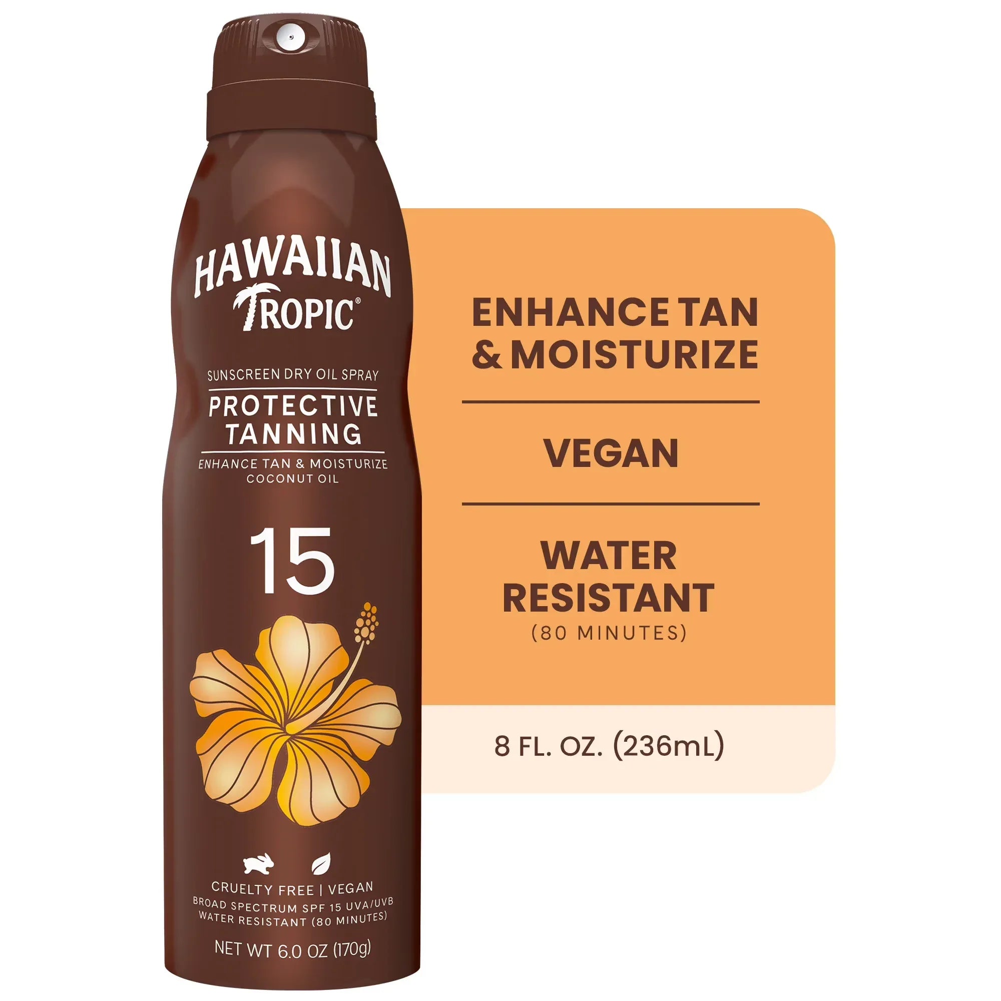 Wholesale Price with free shipping across the USA for Hawaiian Tropic Protective Tanning Sunscreen, SPF 15, Dry Oil Spray, 6 oz - Manji Distributors