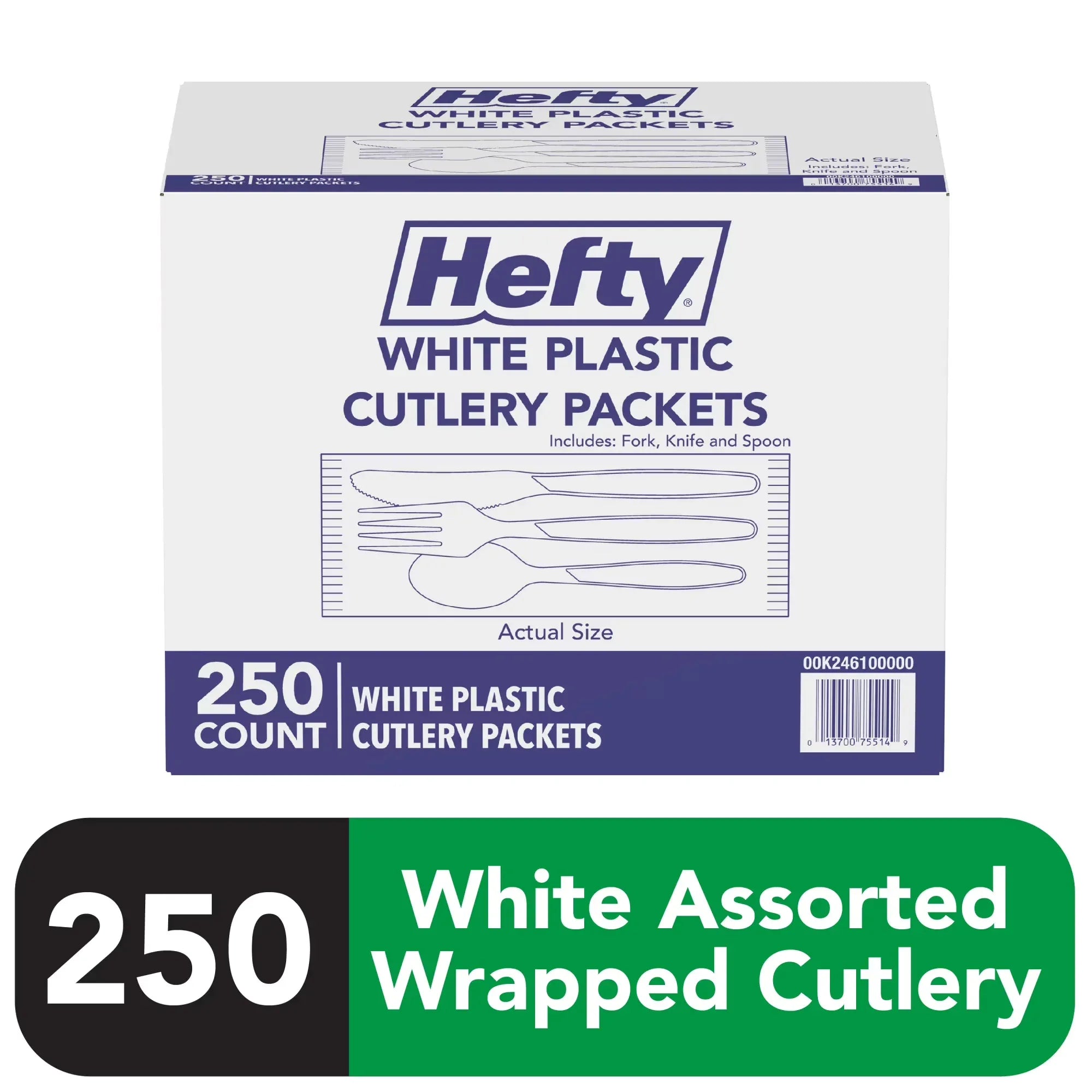 Wholesale Price with free shipping across the USA for Hefty Wrapped Plastic Utensils Set, White, 250 Count - Manji Distributors
