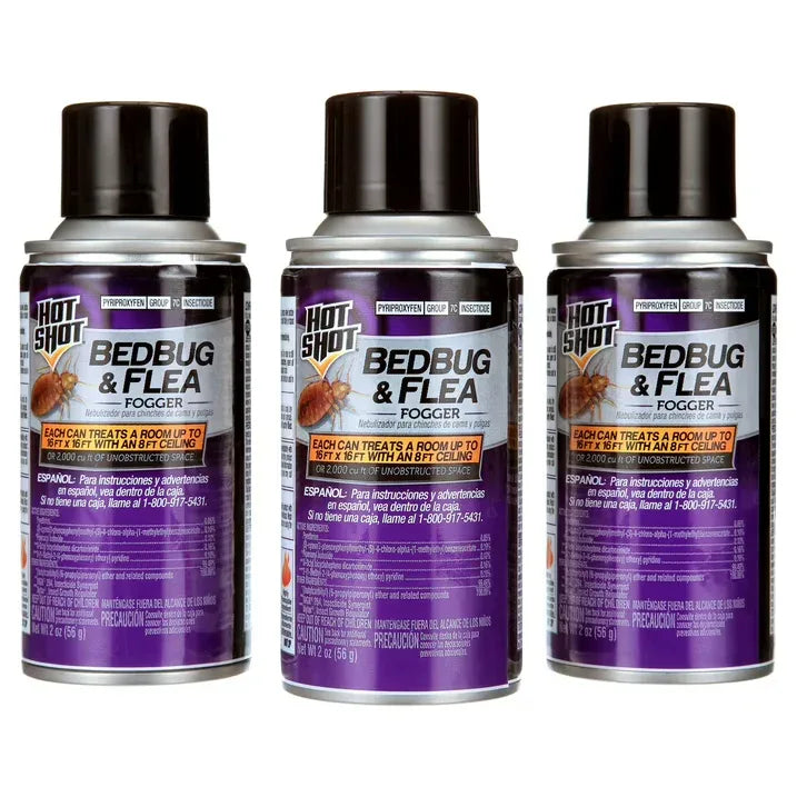 Wholesale Price with free shipping across the USA for Hot Shot BedBug and Flea Fogger, Inhibits Flea Reinfestation, 2 oz., 3 Count - Manji Distributors