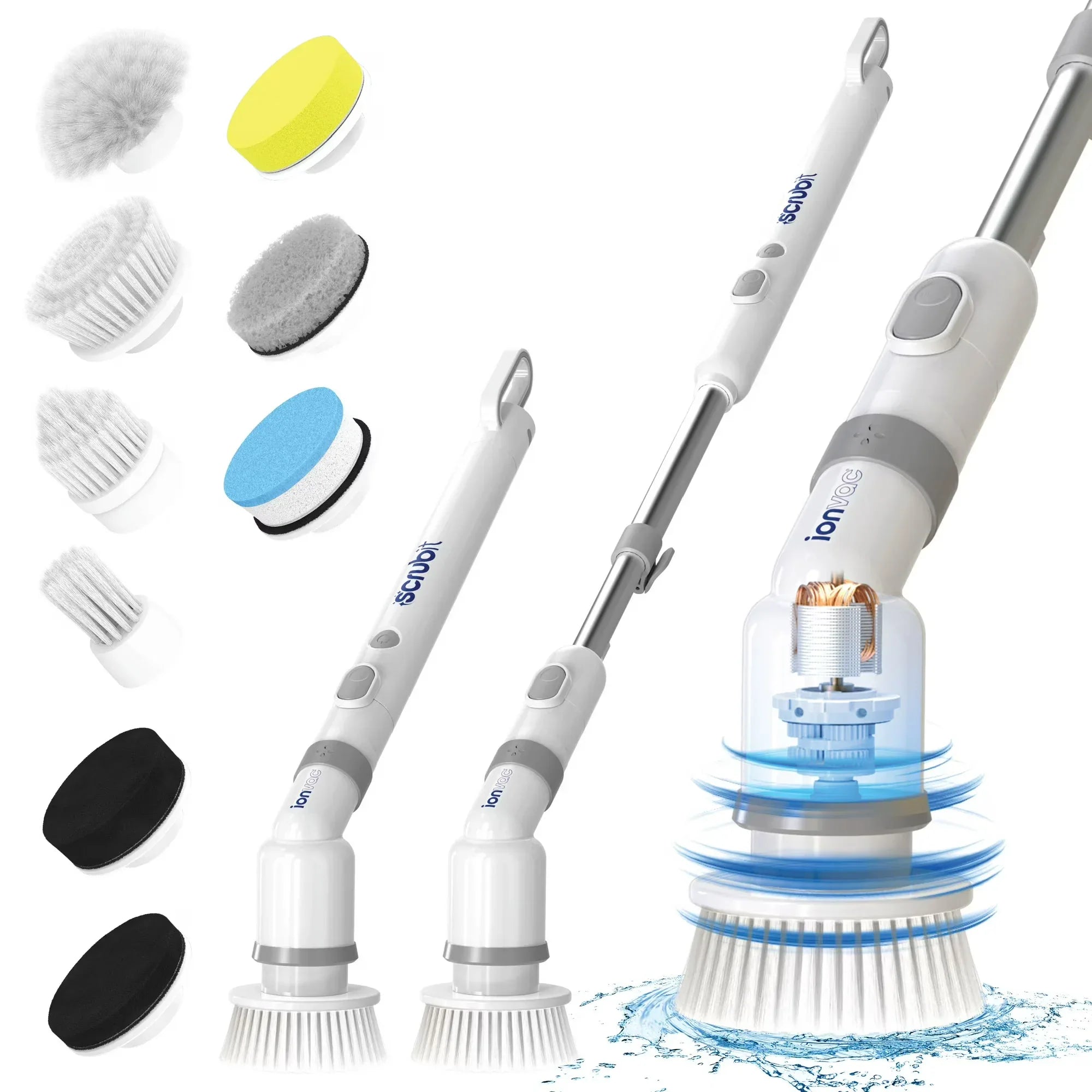 Wholesale Price with free shipping across the USA for Ionvac Scrub It Electric Spin Scrubber, Multi-surface Rechargeable Cordless Scrub Brush with 9 Cleaning Brush Heads - Manji Distributors