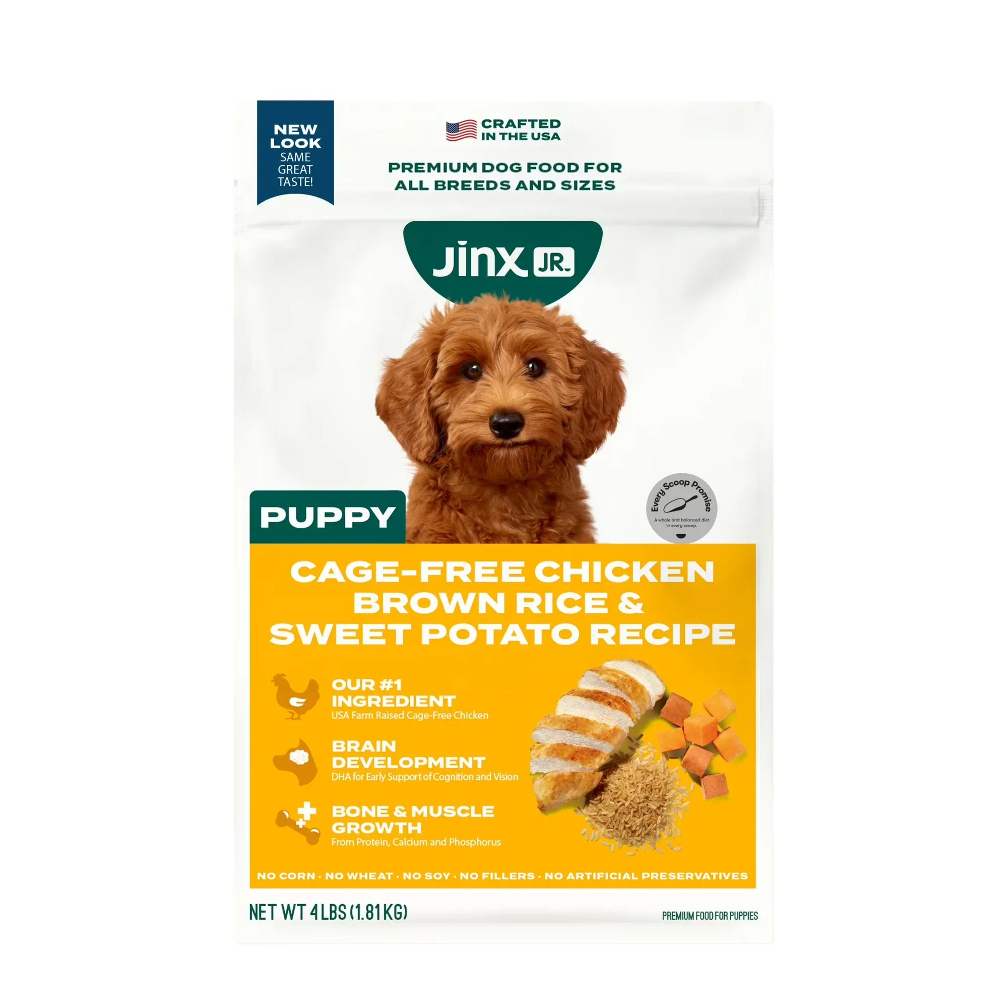 Wholesale Price with free shipping across the USA for Jinx Puppy Cage-Free Chicken, Brown Rice, & Sweet Potato Dry Dog Food, 4lb. Bag - Manji Distributors