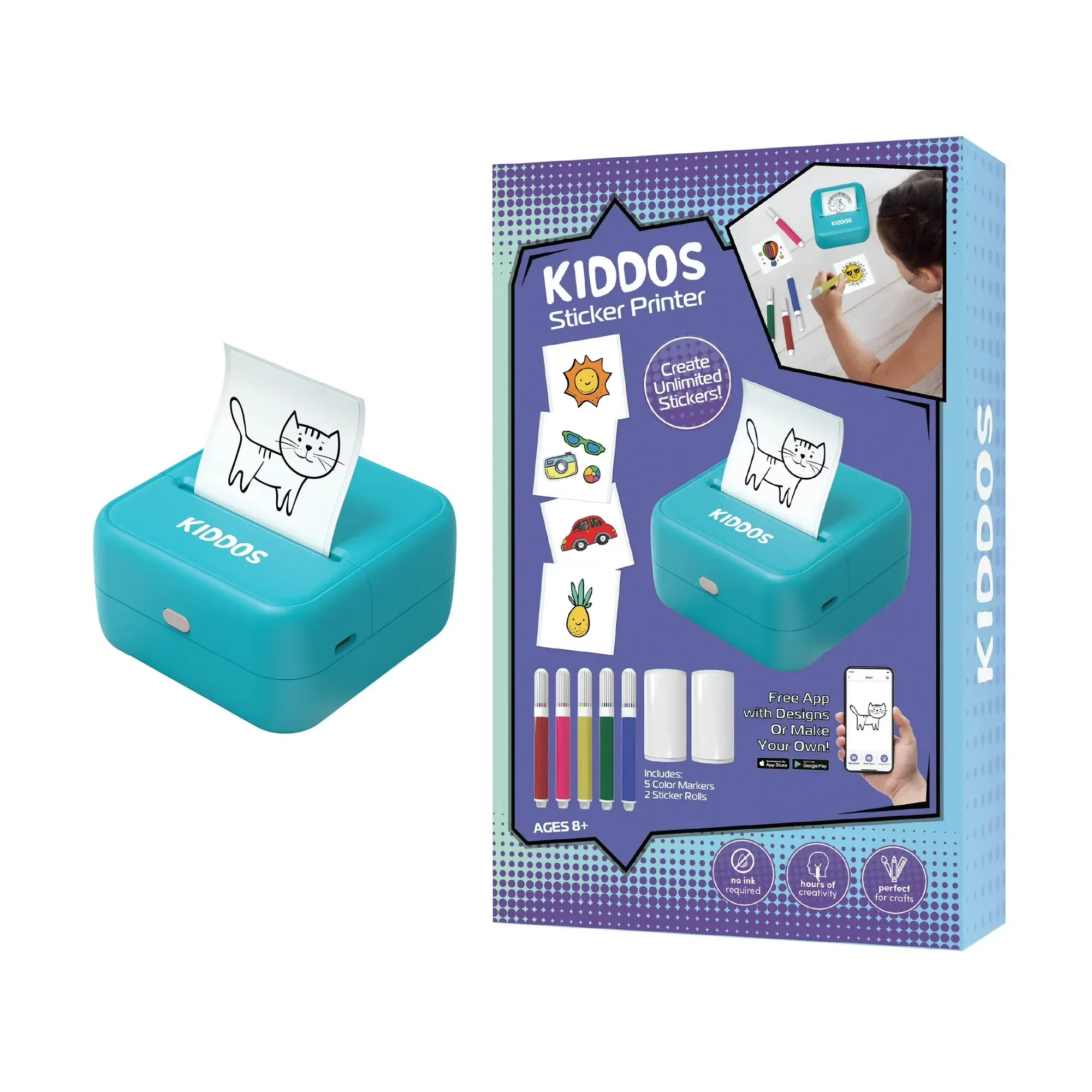 Wholesale Price with free shipping across the USA for Kiddos Sticker Maker Machine – Sticker Maker for Kids 8+ DIY Arts and Crafts Kit with Markers, Sticker Rolls & App - Manji Distributors