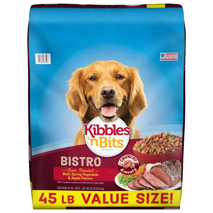 Wholesale Price with free shipping across the USA for Kibbles 'n Bits Bistro Oven Roasted Beef, Vegetable & Apple Flavors Dry Dog Food, 45 lb. Bag - Manji Distributors