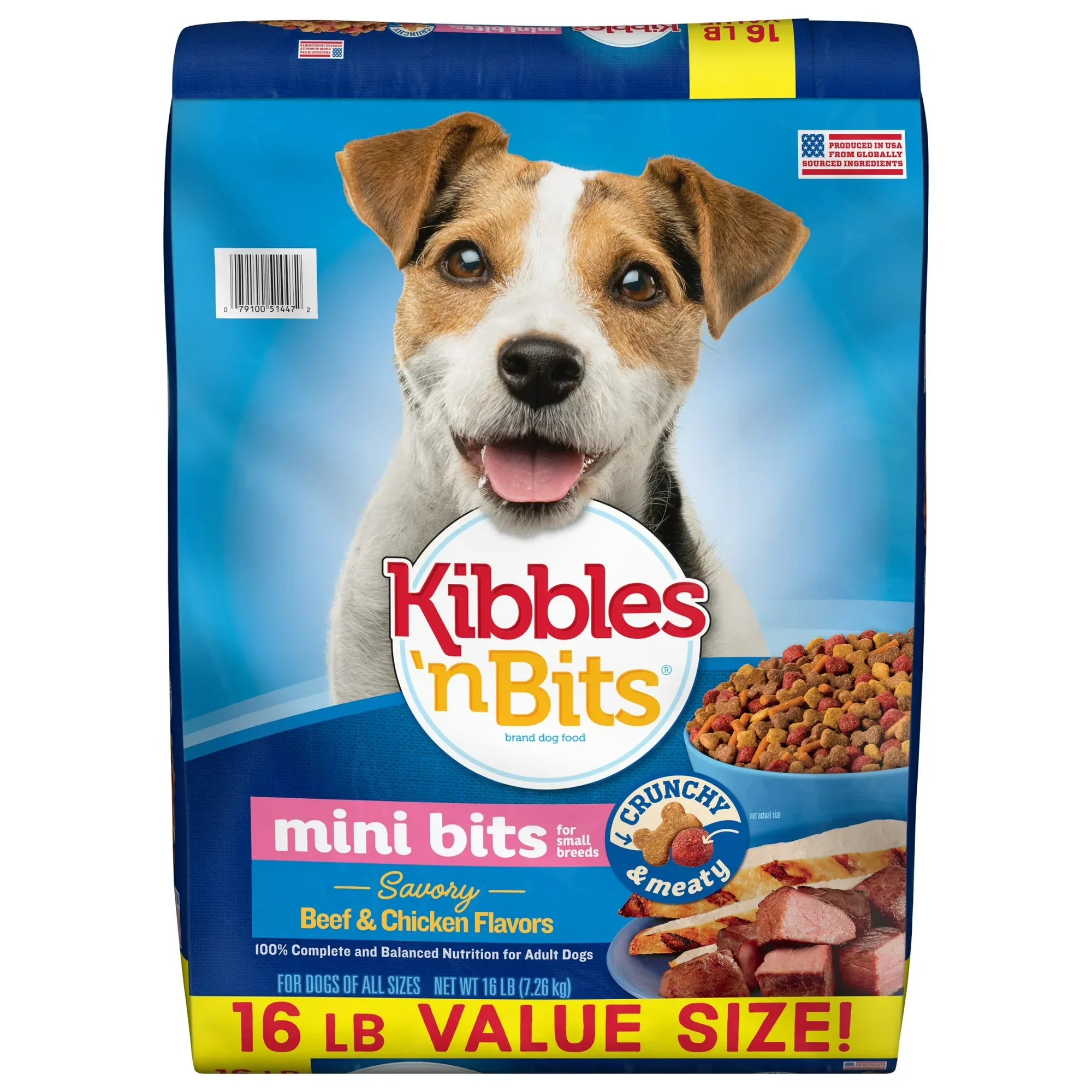 Wholesale Price with free shipping across the USA for Kibbles ‘n Bits Mini Bits Small Breed Dry Dog Food Savory Beef & Chicken Flavors, (1) 16 lb. Bag - Manji Distributors