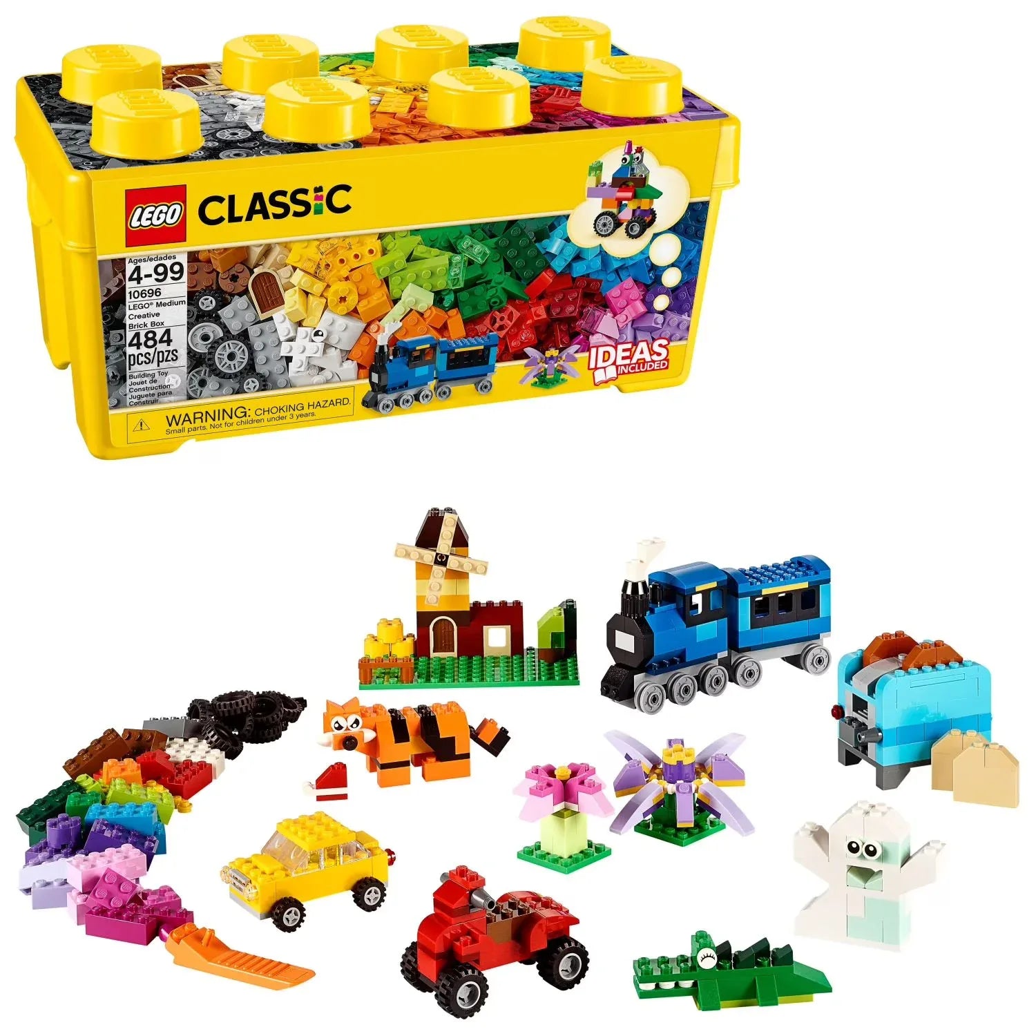 Wholesale Price with free shipping across the USA for LEGO Classic Medium Creative Brick Box , Toy Set with Train, Car, Tiger, Birthday Gift for Kids 4+, 10696 - Manji Distributors