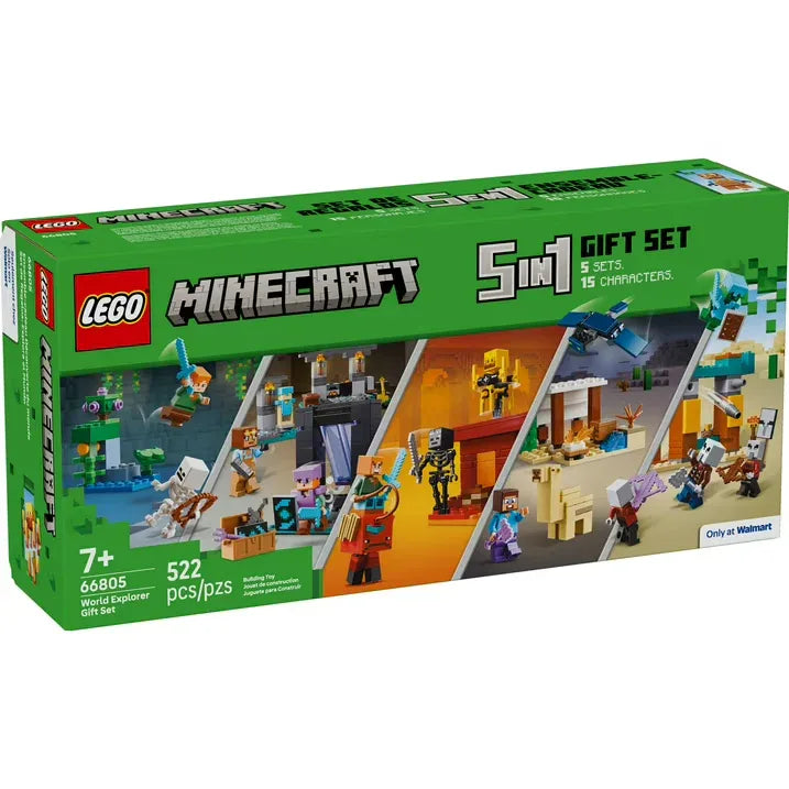 Wholesale Price with free shipping across the USA for LEGO Minecraft Gift Set - 5 epic sets with 15 characters in 1 Box: Steve’s Desert Expedition, The Armory, The Nether Lava Battle, The Illager Desert Patrol, and The Lush Cave Fight - 66805 - Manji Distributors