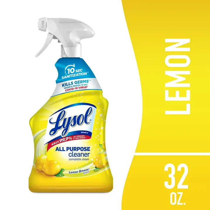Wholesale Price with free shipping across the USA for Lysol®, All-Purpose Cleaner, Sanitizing and Disinfecting Spray, Lemon Breeze Scent, 32 oz, Bottle - Manji Distributors