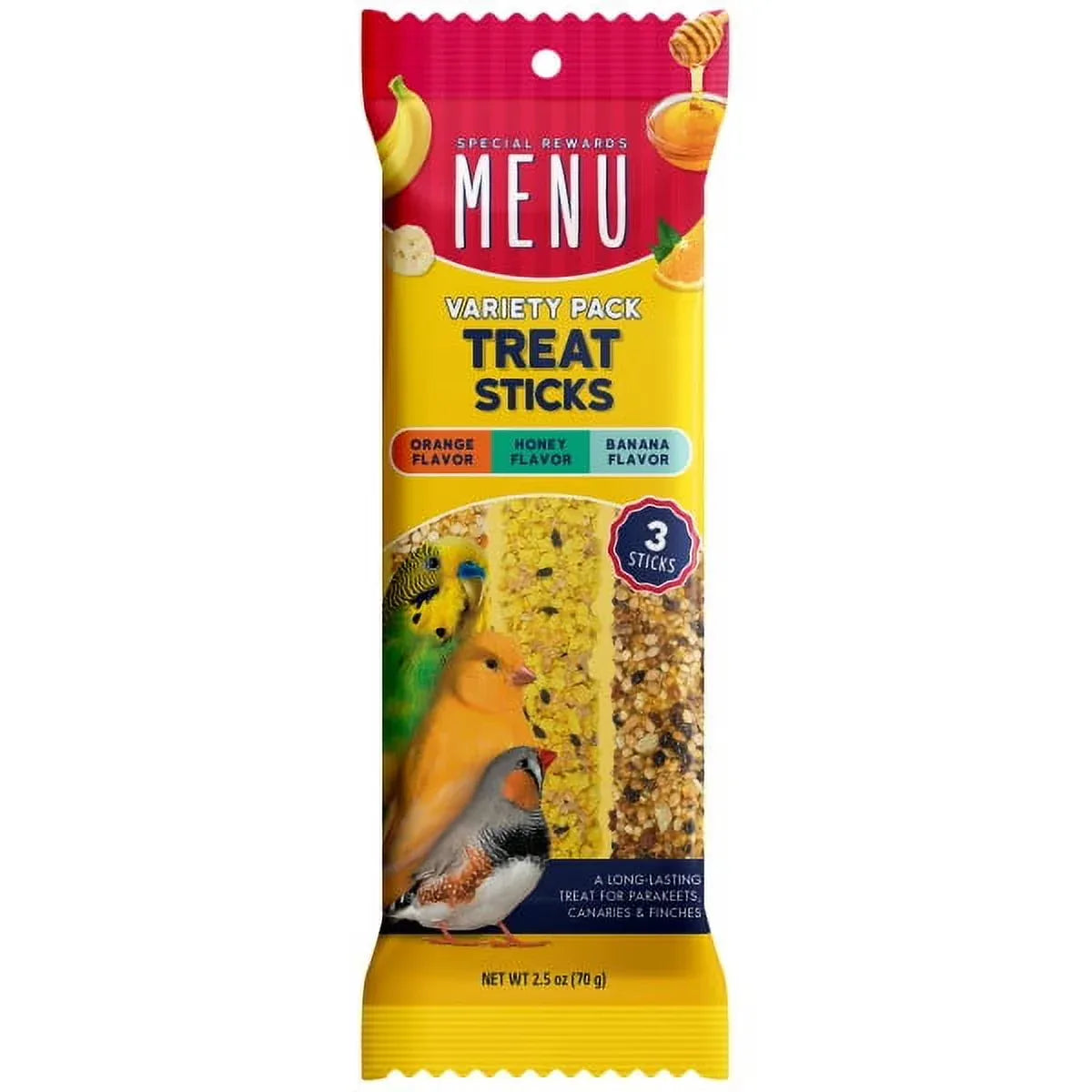Wholesale Price with free shipping across the USA for MENU Treat Sticks for Canary/Finch/Parakeet Vrty Pk 2.5 oz- 3 Sticks - Manji Distributors