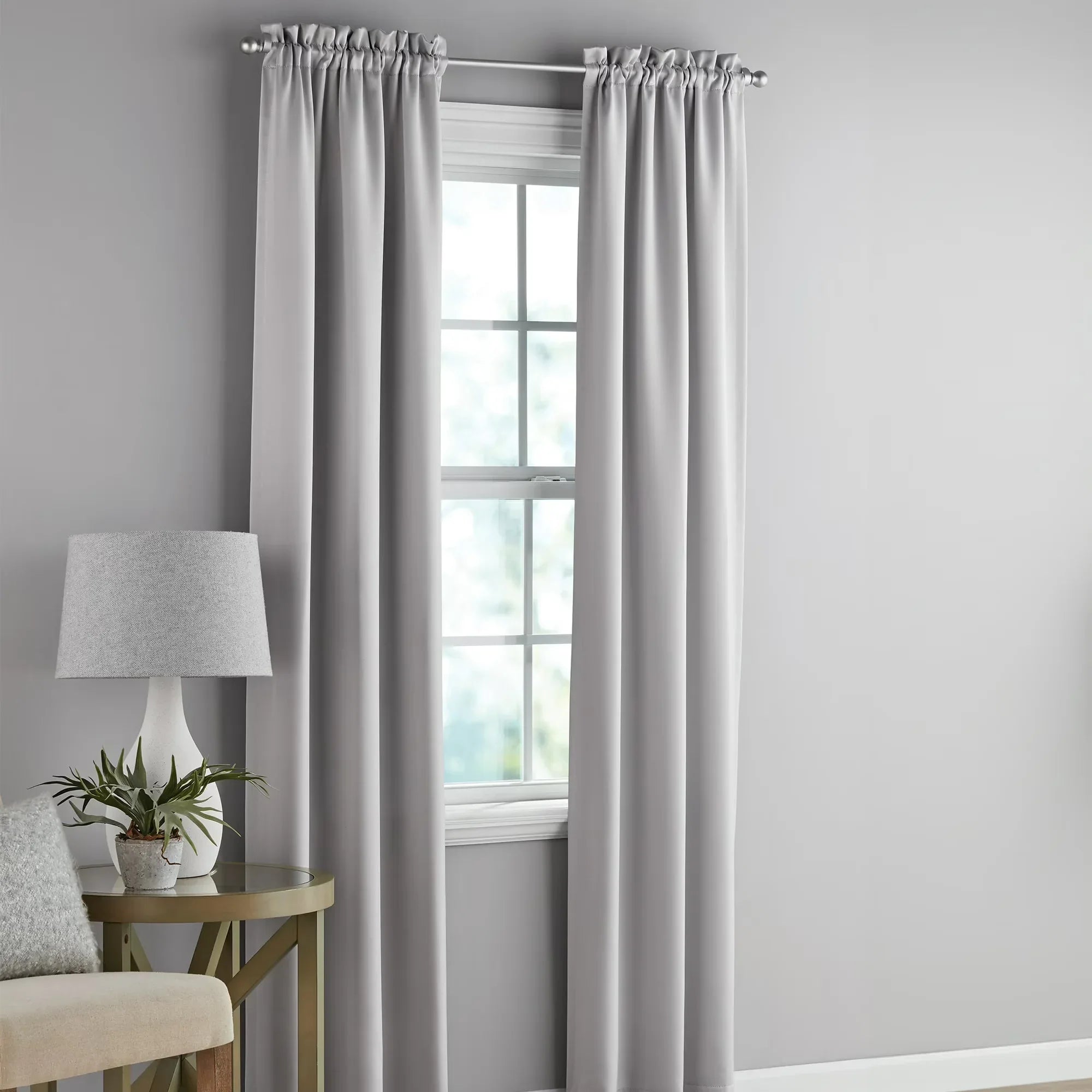 Wholesale Price with free shipping across the USA for Mainstays Solid Blackout Curtain Panel Pair, Set of 2, Light Gray, 30”W x 84”L - Manji Distributors