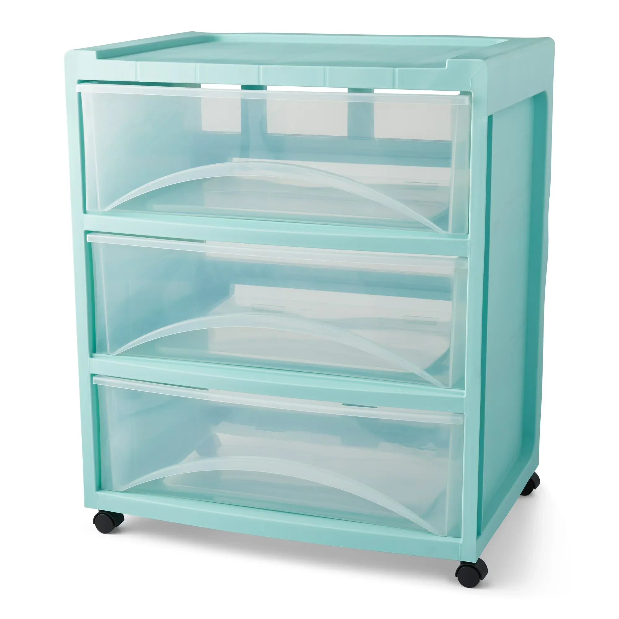 Wholesale Price with free shipping across the USA for Mainstays 3-Drawer Wide Plastic Storage Cart, Mint, with Casters - Manji Distributors