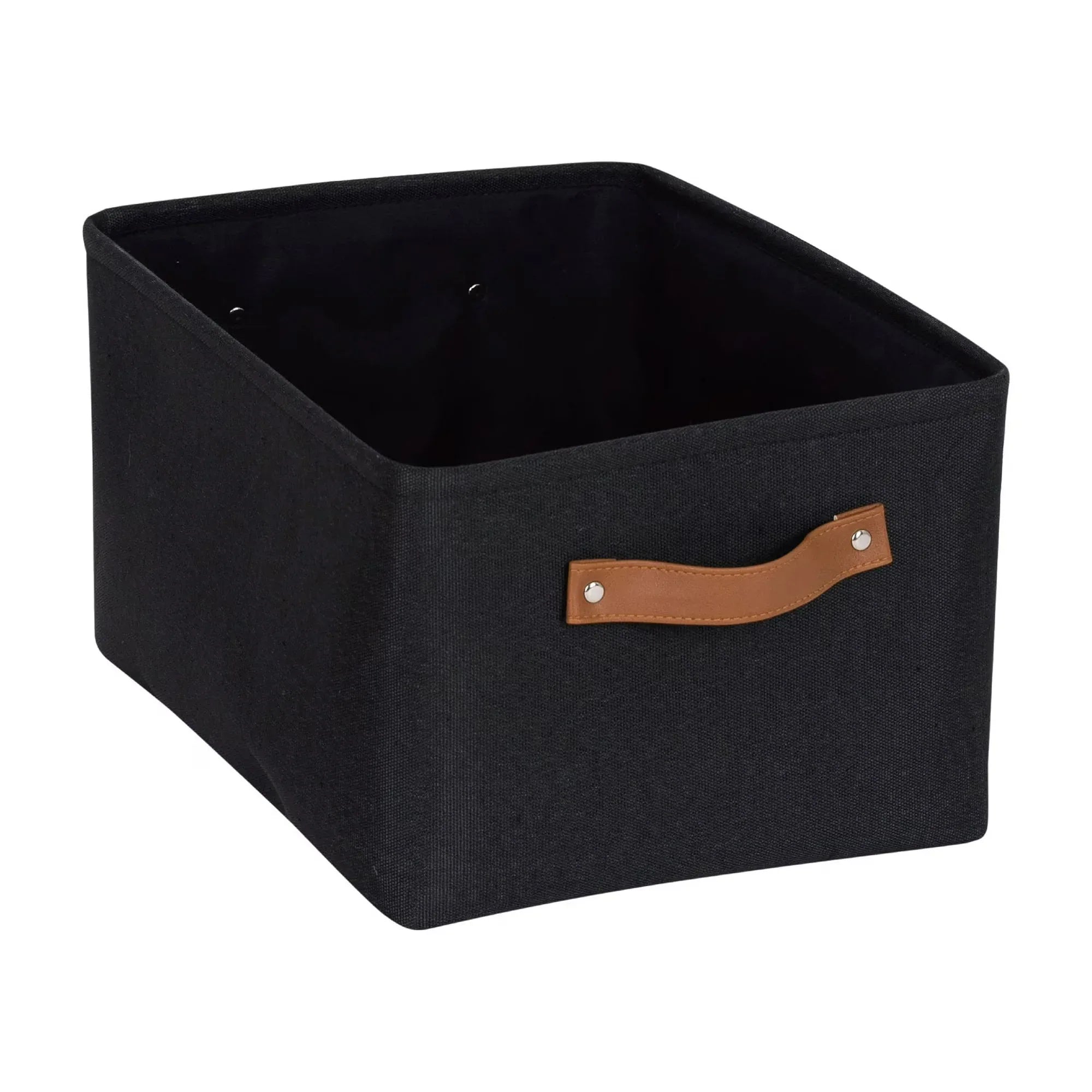 Wholesale Price with free shipping across the USA for Mainstays Black Canvas Fabric Decorative Storage Basket with Handles, 15 in x 8 in x 11 in - Manji Distributors