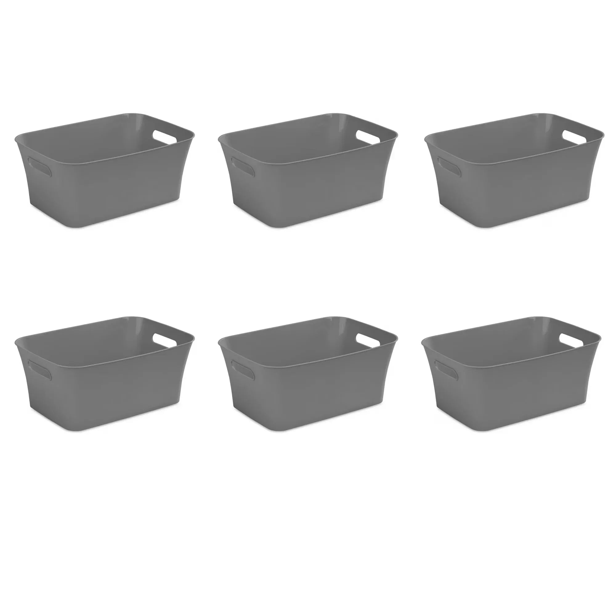 Wholesale Price with free shipping across the USA for Mainstays Medium Bin, Open Plastic Storage Containers, Versatile Stylish Organizers with Handles, Gray, 6 Count - Manji Distributors