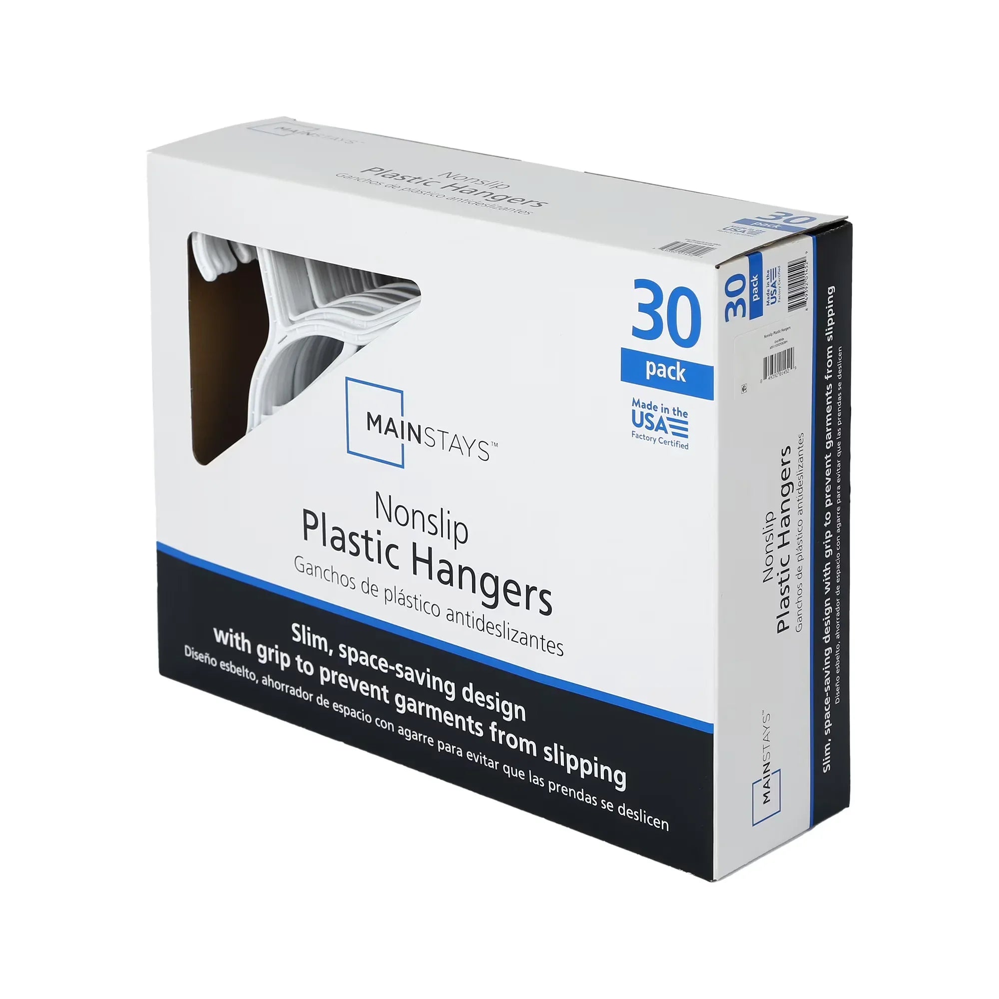 Wholesale Price with free shipping across the USA for Mainstays Non-Slip Clothing Hangers, 30 Pack, White, Durable Plastic, TPE Strips - Manji Distributors