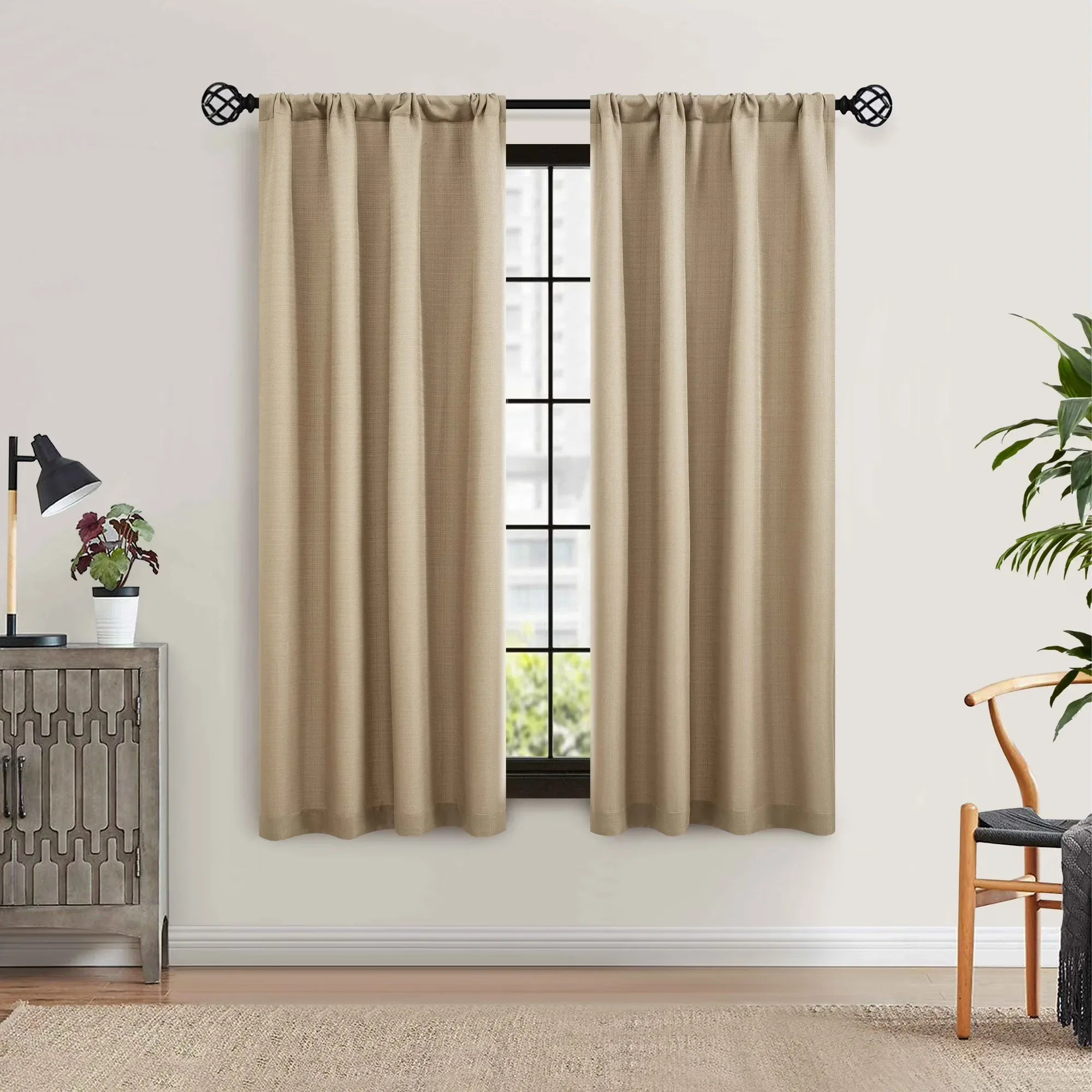 Wholesale Price with free shipping across the USA for Mainstays Southport Textured Light Filtering Curtain Panel Pair, Set of 2, Beige, 40