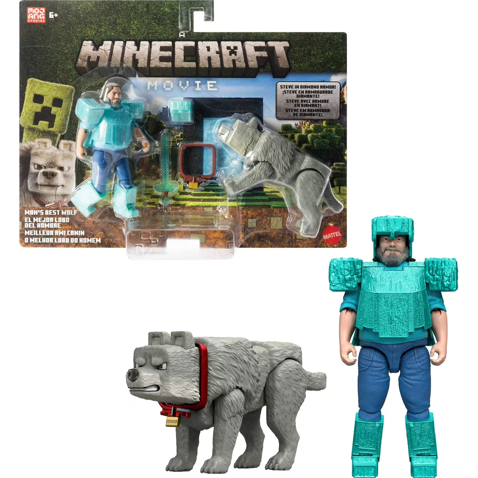 Wholesale Price with free shipping across the USA for Minecraft Man’s Best Wolf Pack with 2 Action Figures & 2 Accessories, Set Inspired by the Movie - Manji Distributors